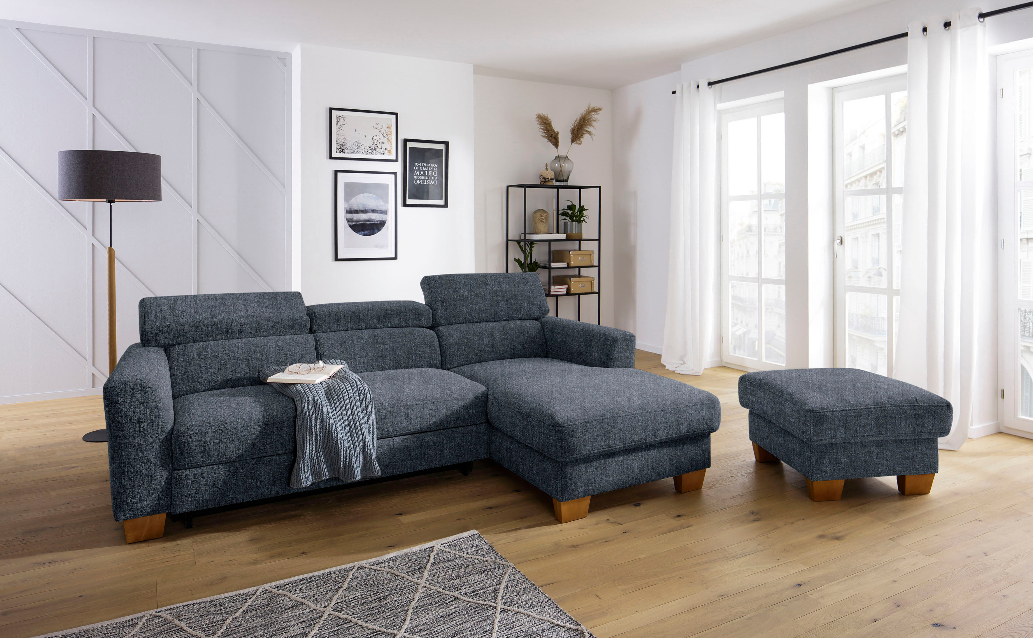 Home affaire Ecksofa »Steve Premium Luxus«, bis 140kg pro Sitz belastbar,... blau