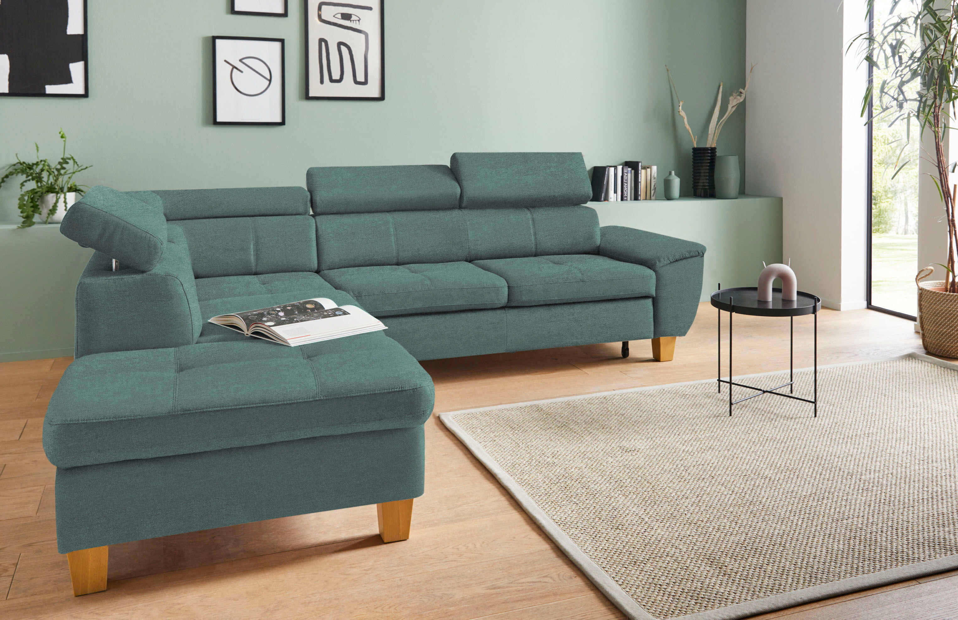 exxpo - sofa fashion Ecksofa, inklusive Kopfteilverstellung, wahlweise mit... blau