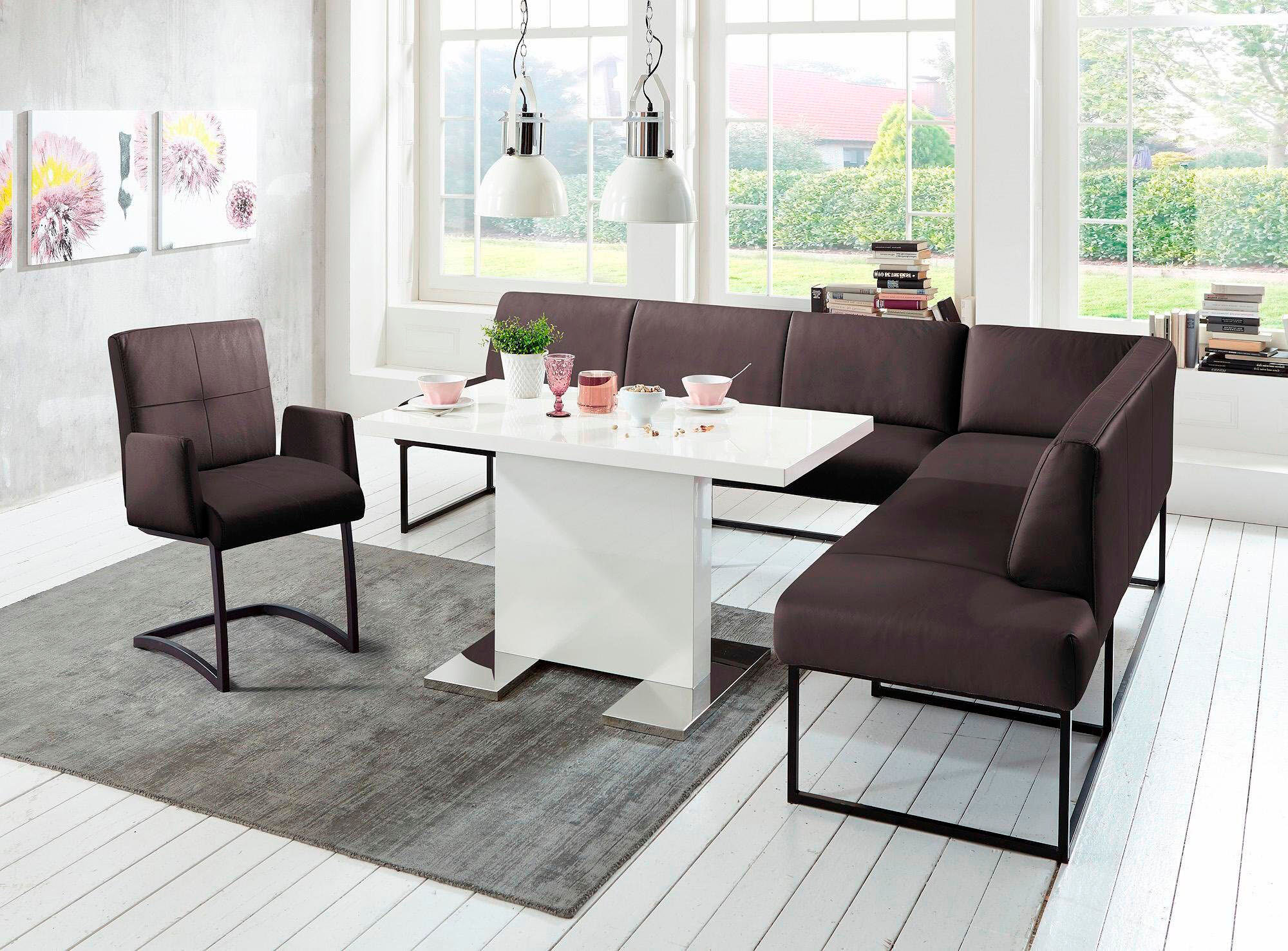 exxpo - sofa fashion Eckbank »Affogato«, Frei im Raum stellbar braun  NaturLEDER®