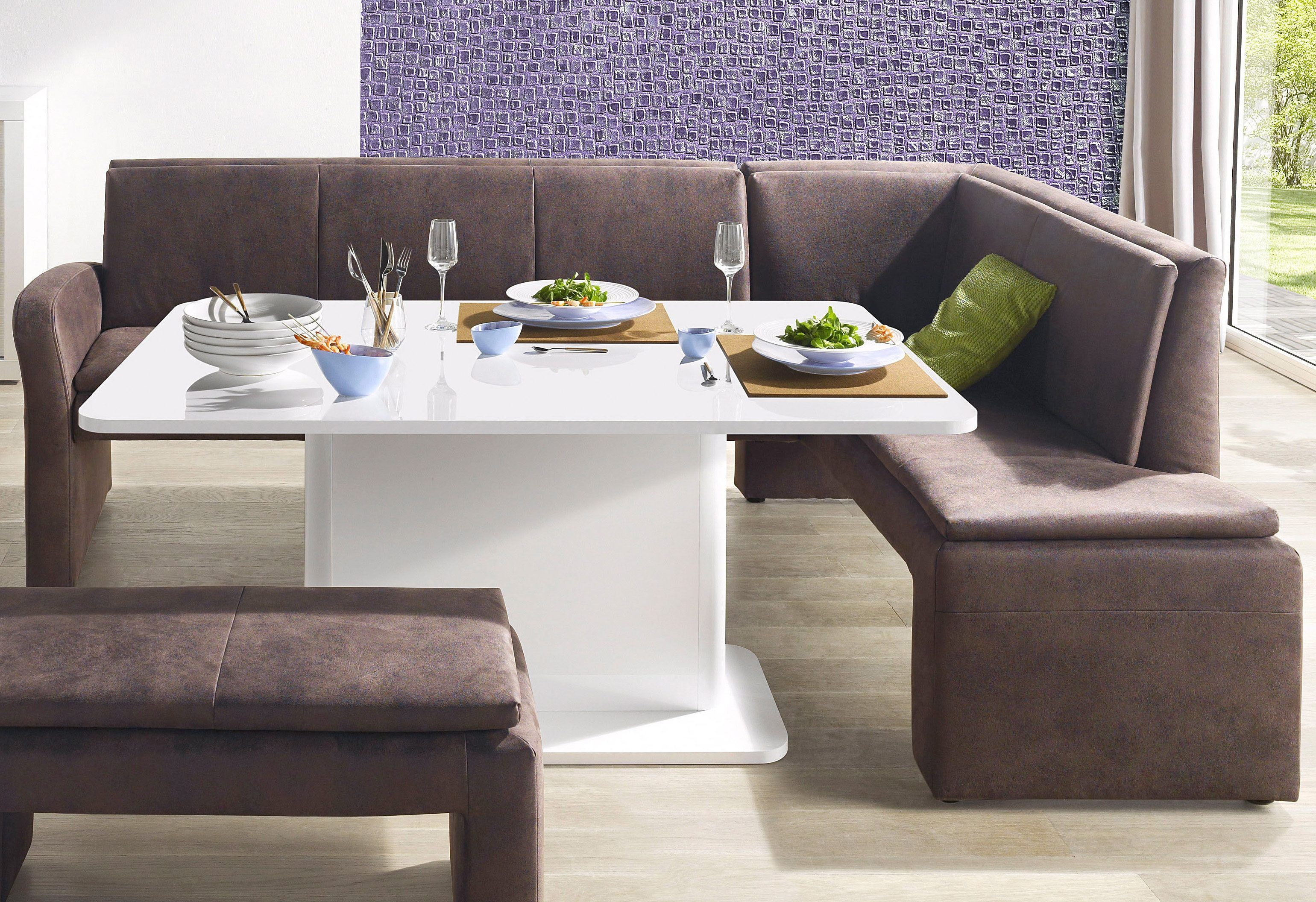 exxpo - sofa fashion Eckbank »Cortado«, Frei im Raum stellbar braun  Luxus-Microfaser