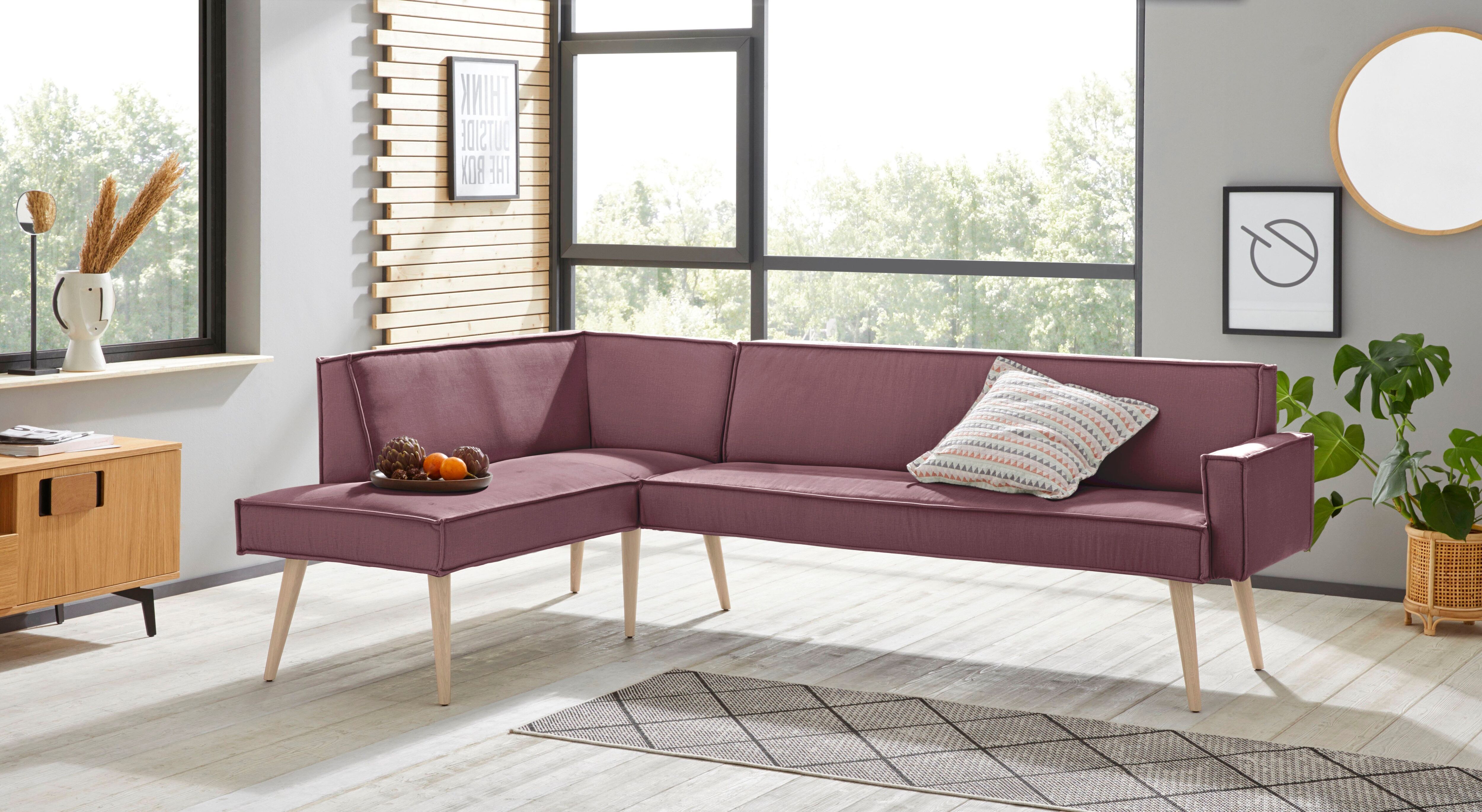 exxpo - sofa fashion Eckbank »Lungo«, Frei im Raum stellbar lila  Veloursstoff