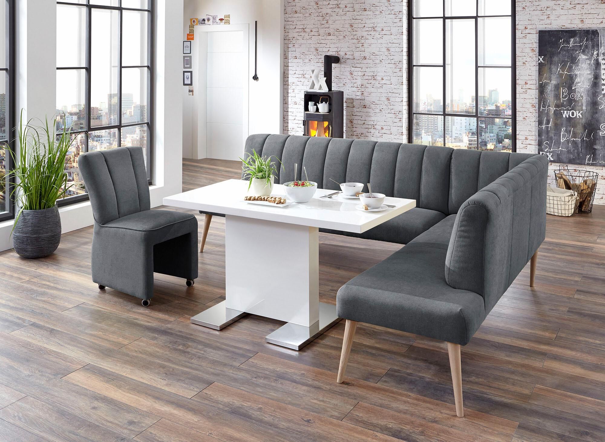 exxpo - sofa fashion Eckbank »Costa«, Frei im Raum stellbar grau  Struktur
