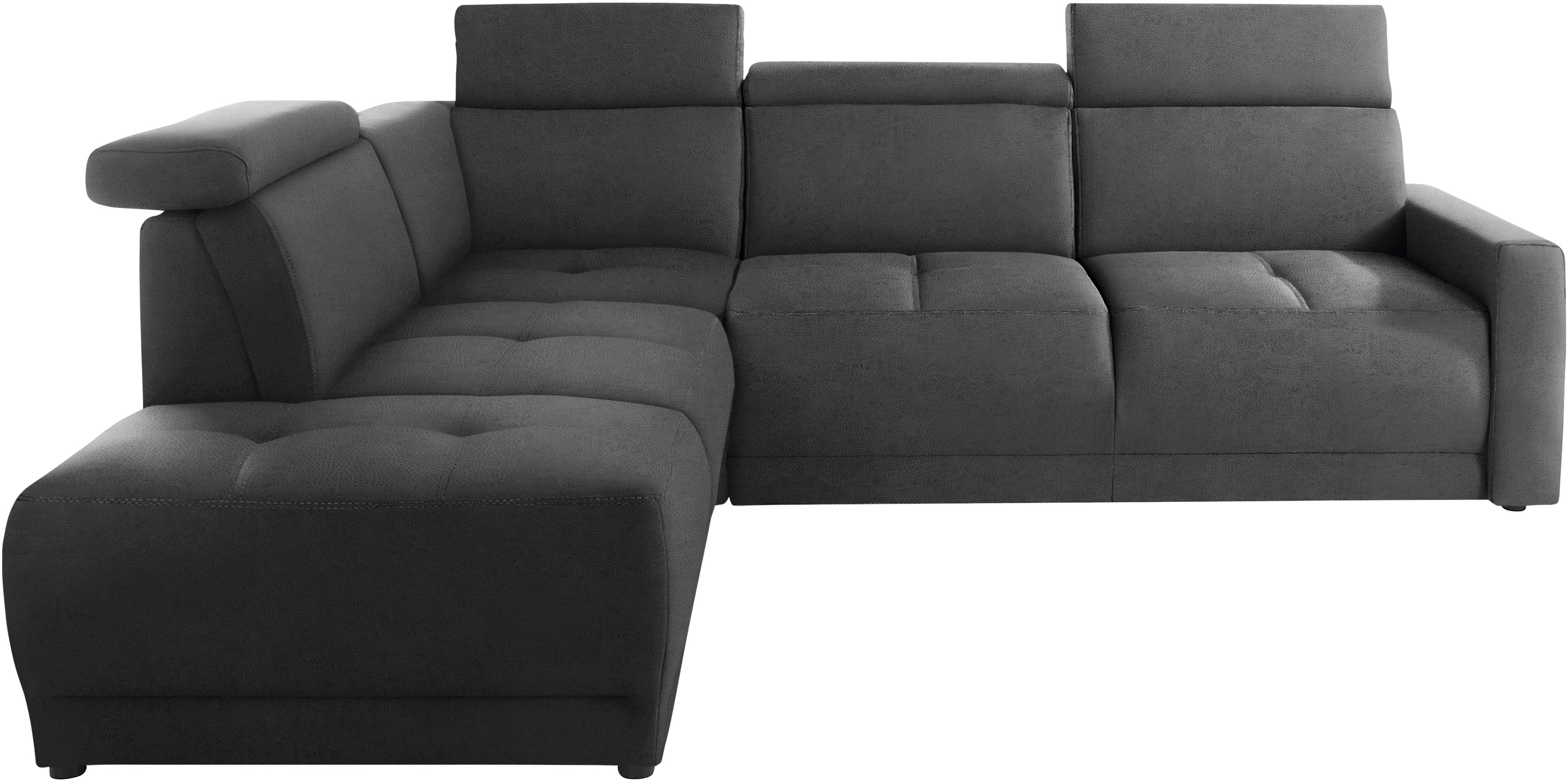 DOMO collection Ecksofa »Beira«, wahlweise mit Kopfteilverstellung grau