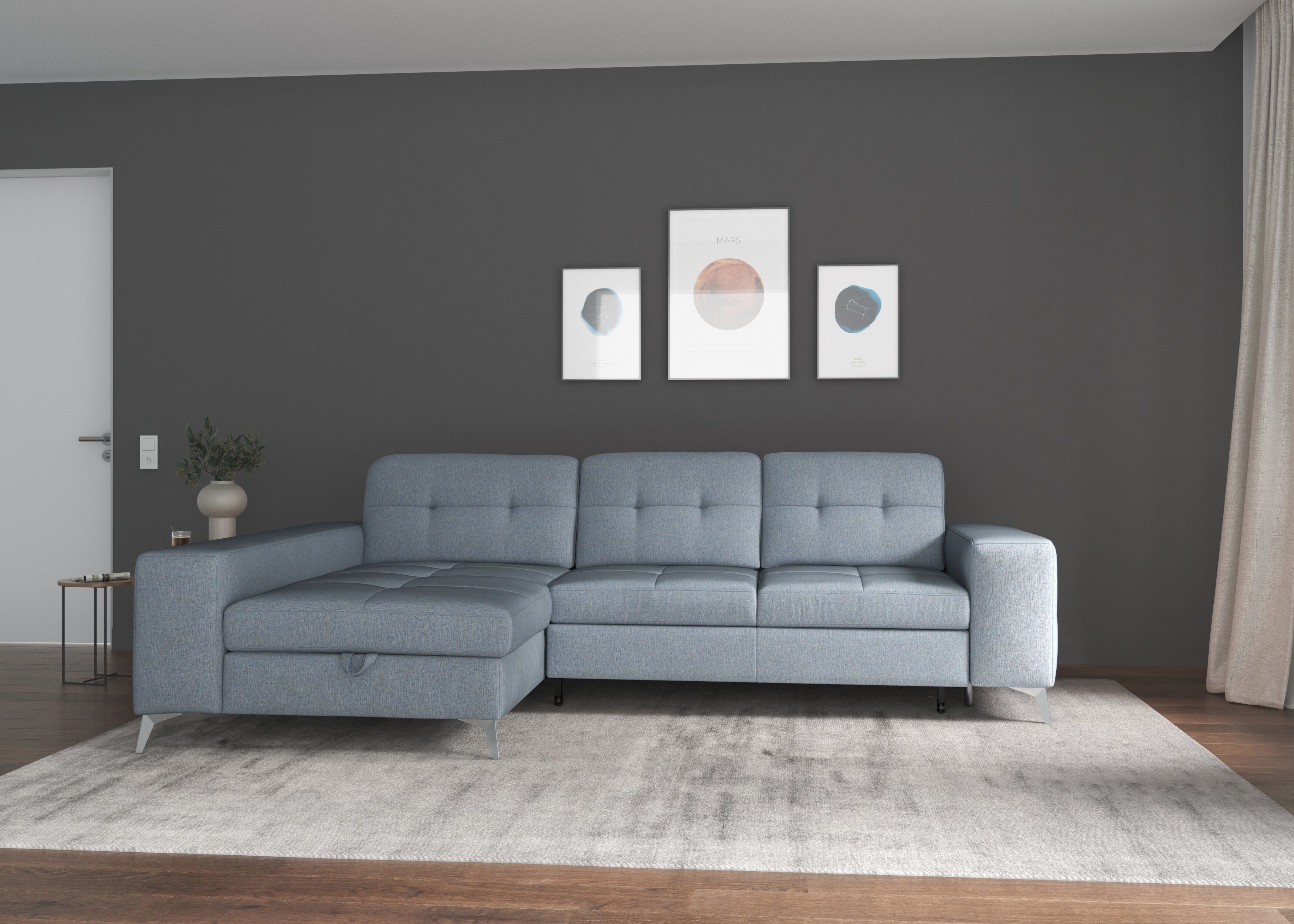 sit&more Ecksofa »Balvieni«, inklusive Sitztiefenverstellung und Federkern,... blau