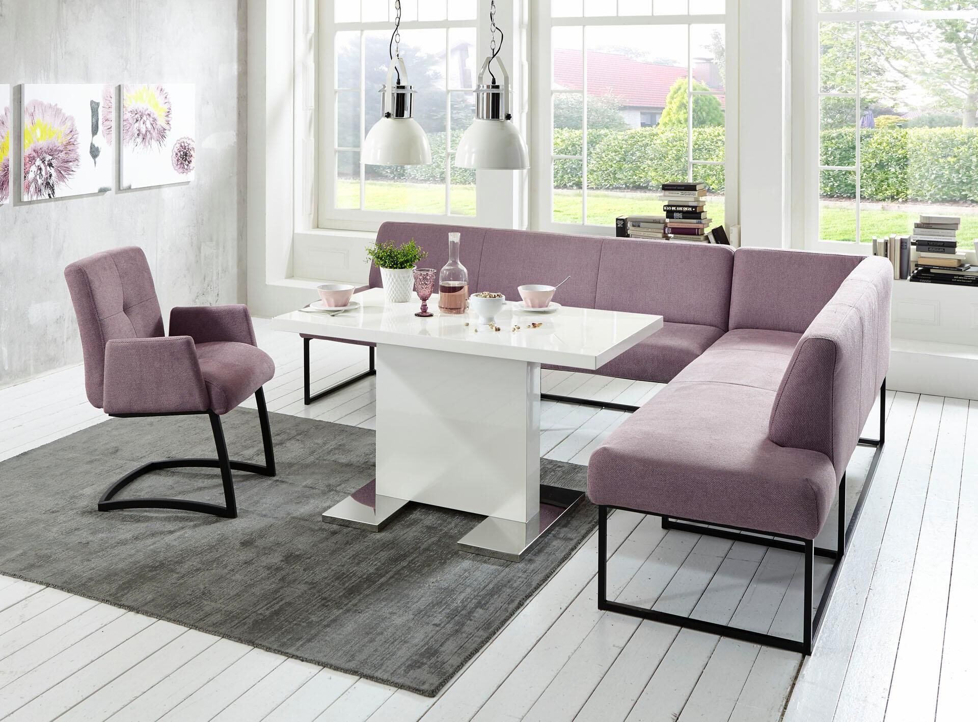 exxpo - sofa fashion Eckbank »Affogato«, Frei im Raum stellbar lila  Struktur