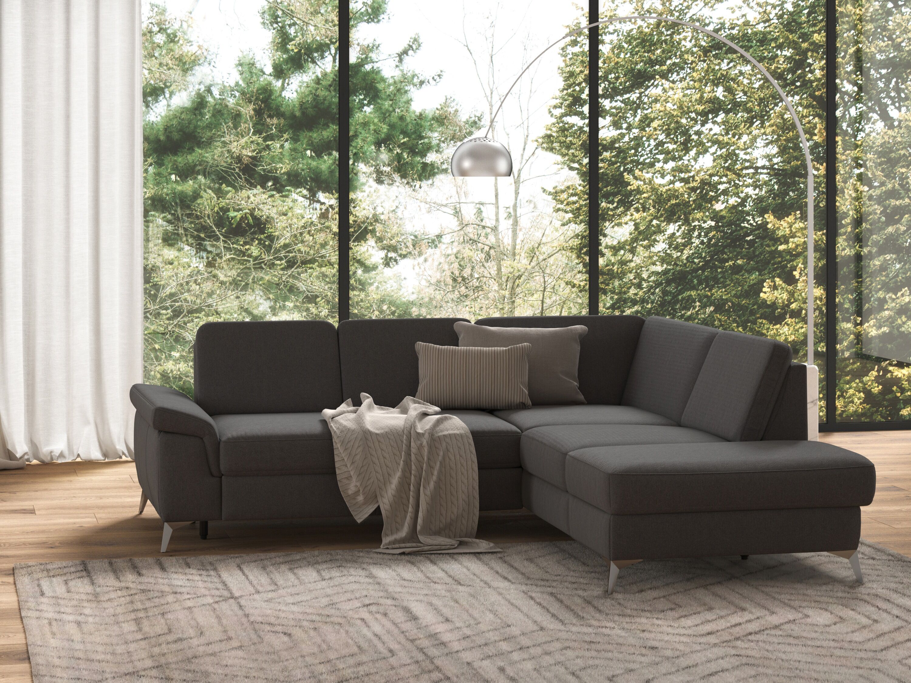 sit&more Ecksofa »Padua«, inklusive Sitztiefenverstellung, Armteilfunktion... grau