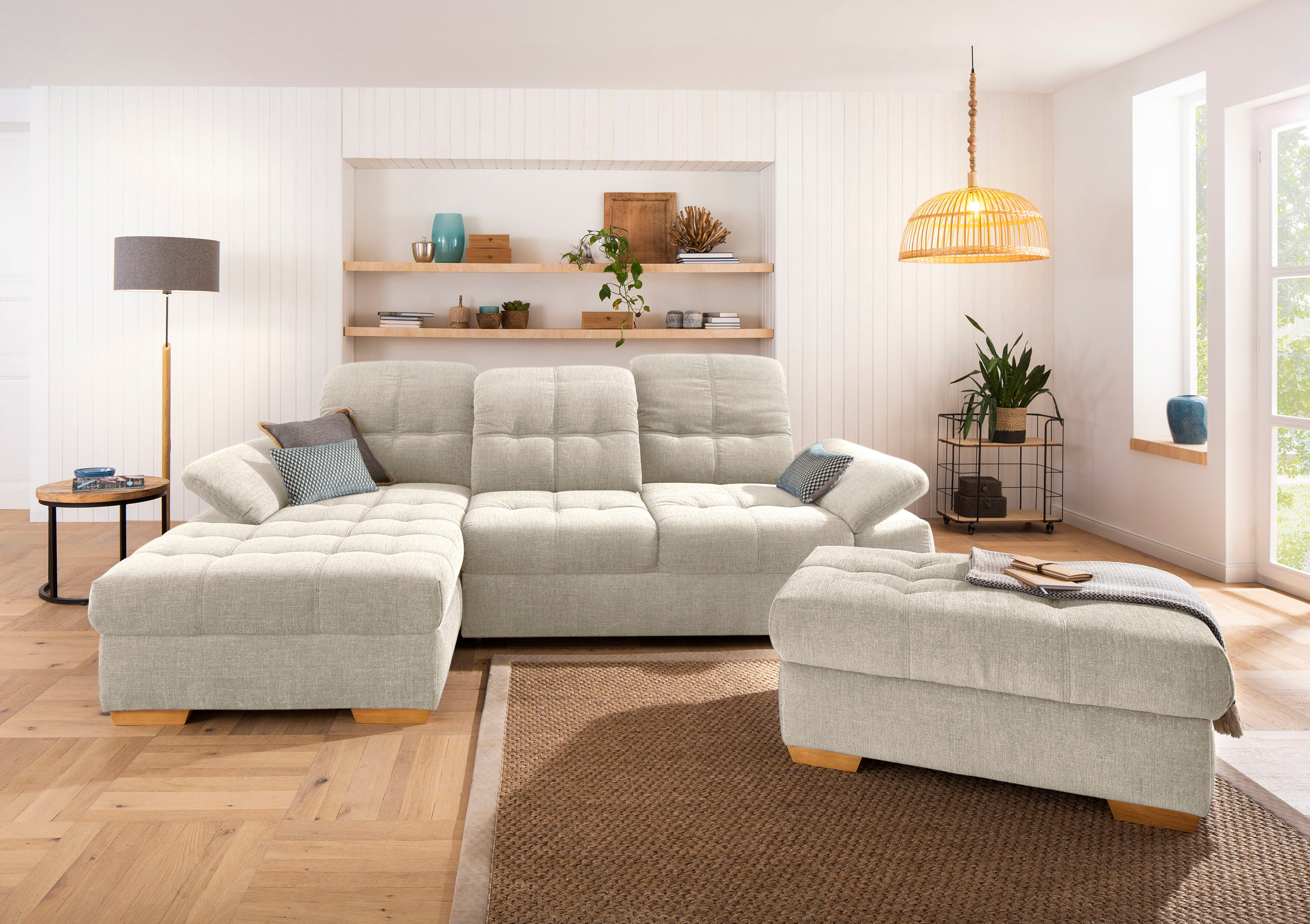 Home affaire Ecksofa »Lotus Home«, incl. Sitztiefenverstellung, wahlweise mit... beige