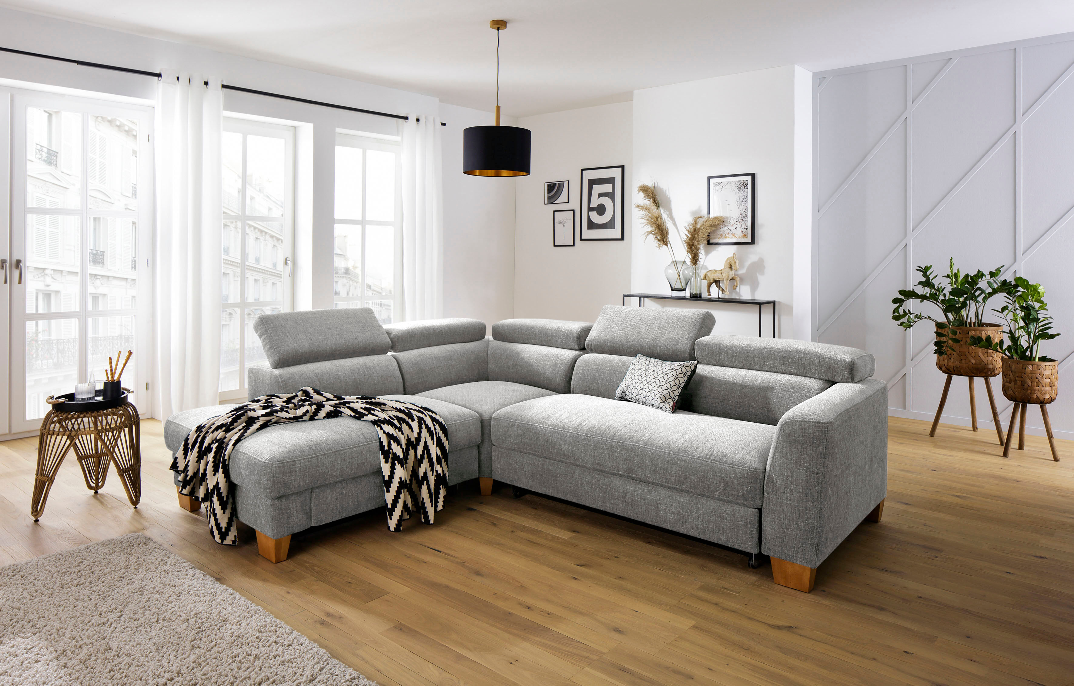 Home affaire Ecksofa »Steve Premium Luxus«, bis 140kg pro Sitz belastbar,... grau