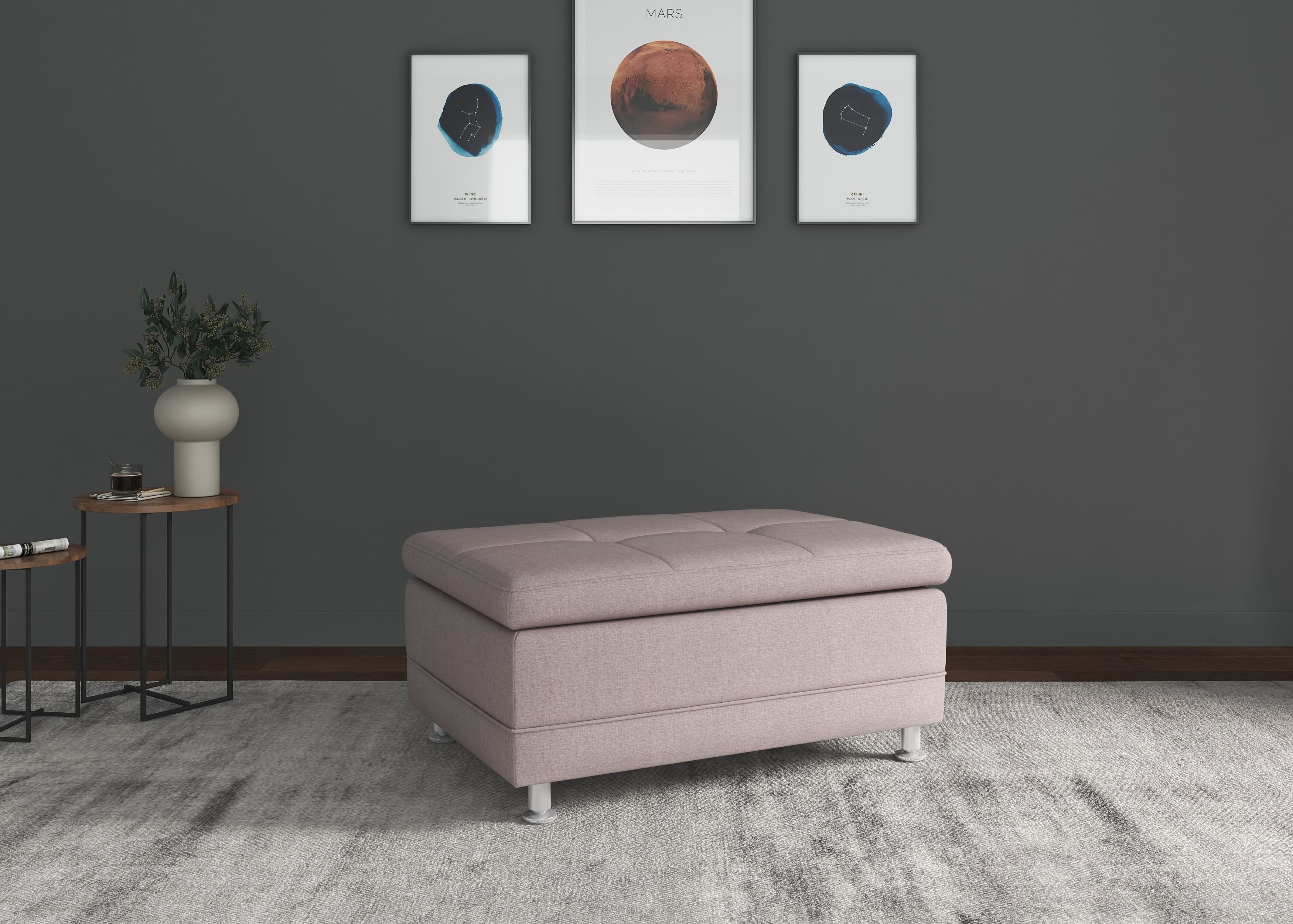 sit&more Hocker »Adelaide«, mit hochwertigen Metallfüssen rosa