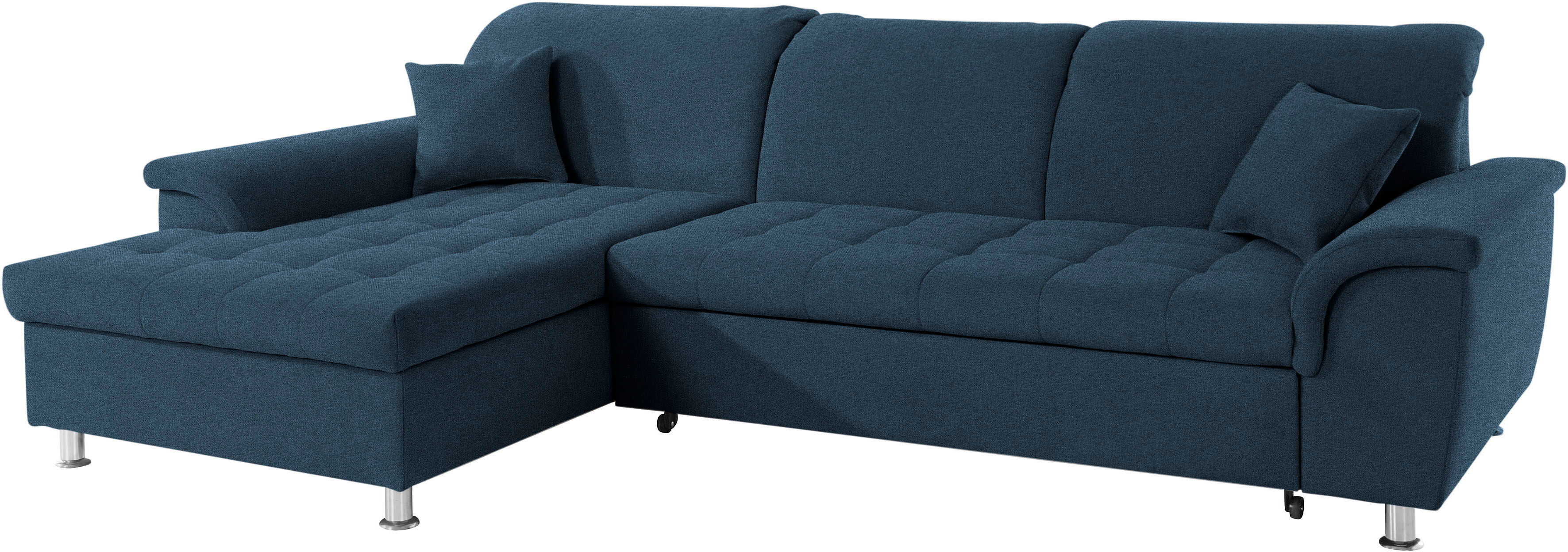 DOMO collection Ecksofa »Franzi«, wahlweise mit Kopfteilverstellung (dann... blau