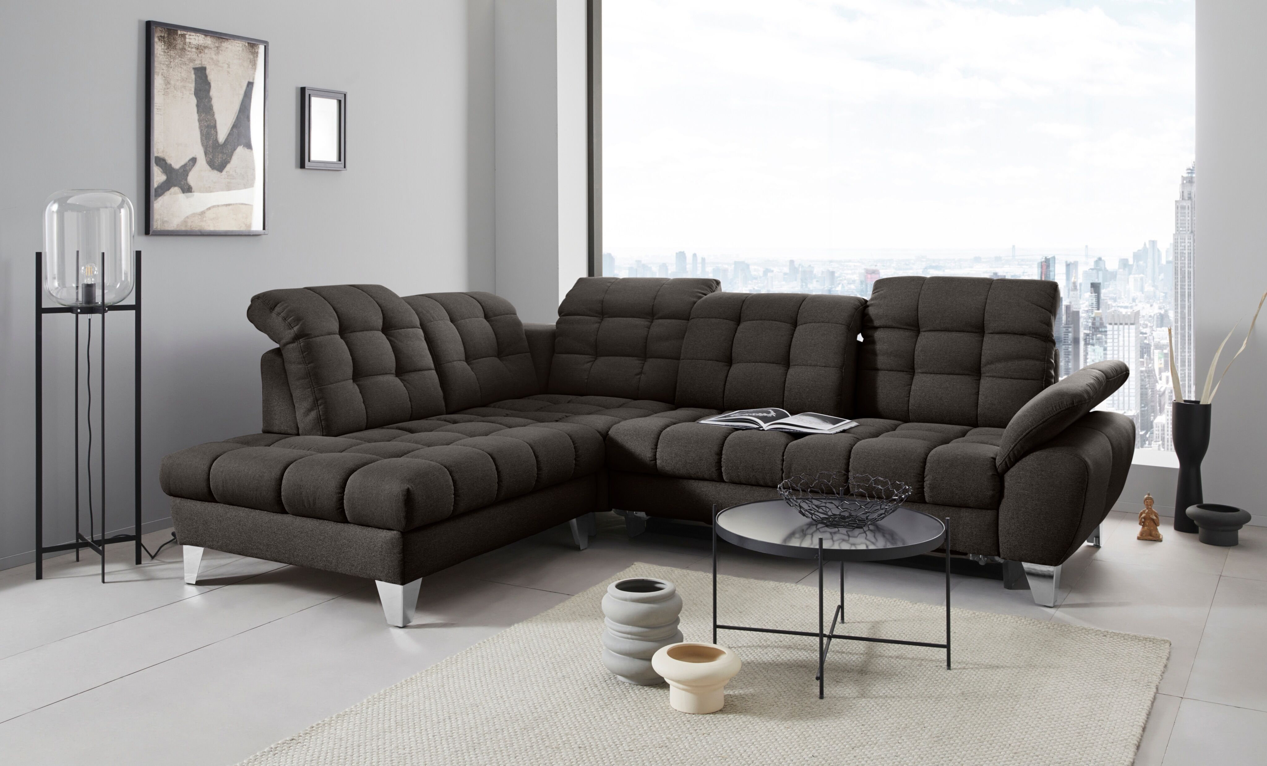 Places of Style Ecksofa »Bardi Luxus«, belastbar bis zu 140 kg, incl.... braun