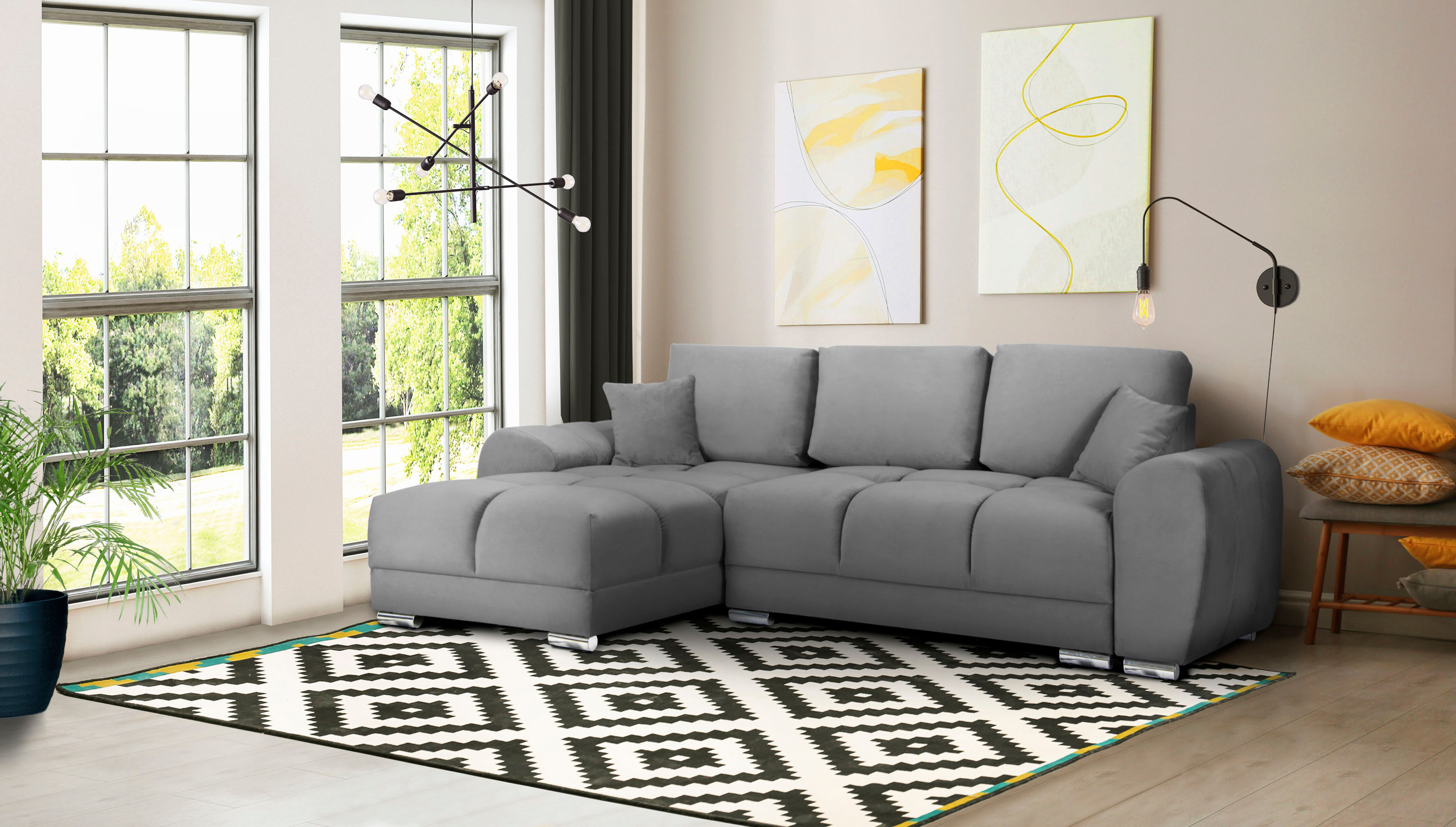 INOSIGN Ecksofa »Azzuro«, incl. Bettfunktion und Bettkasten grau