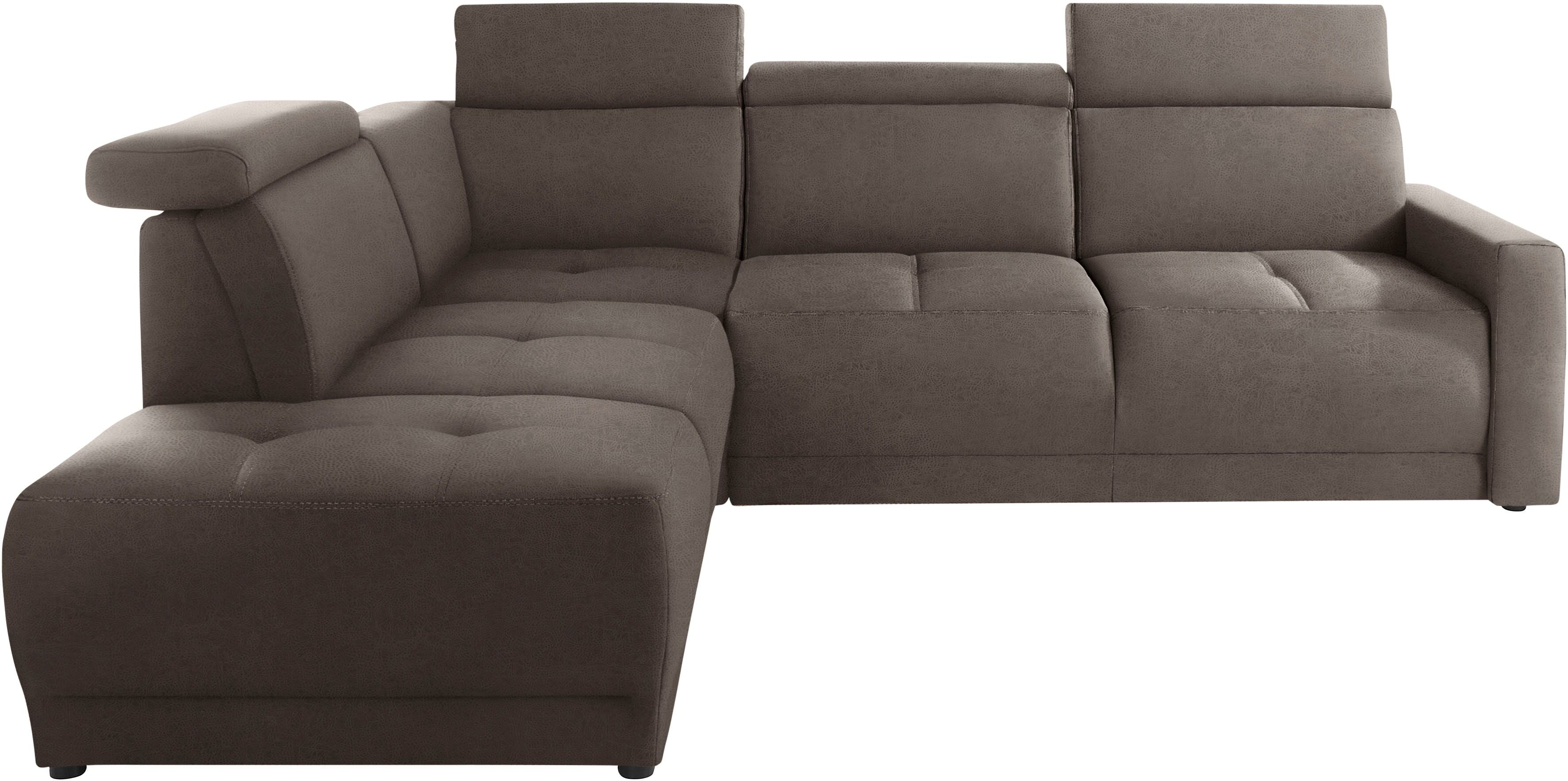 DOMO collection Ecksofa »Beira«, wahlweise mit Kopfteilverstellung braun