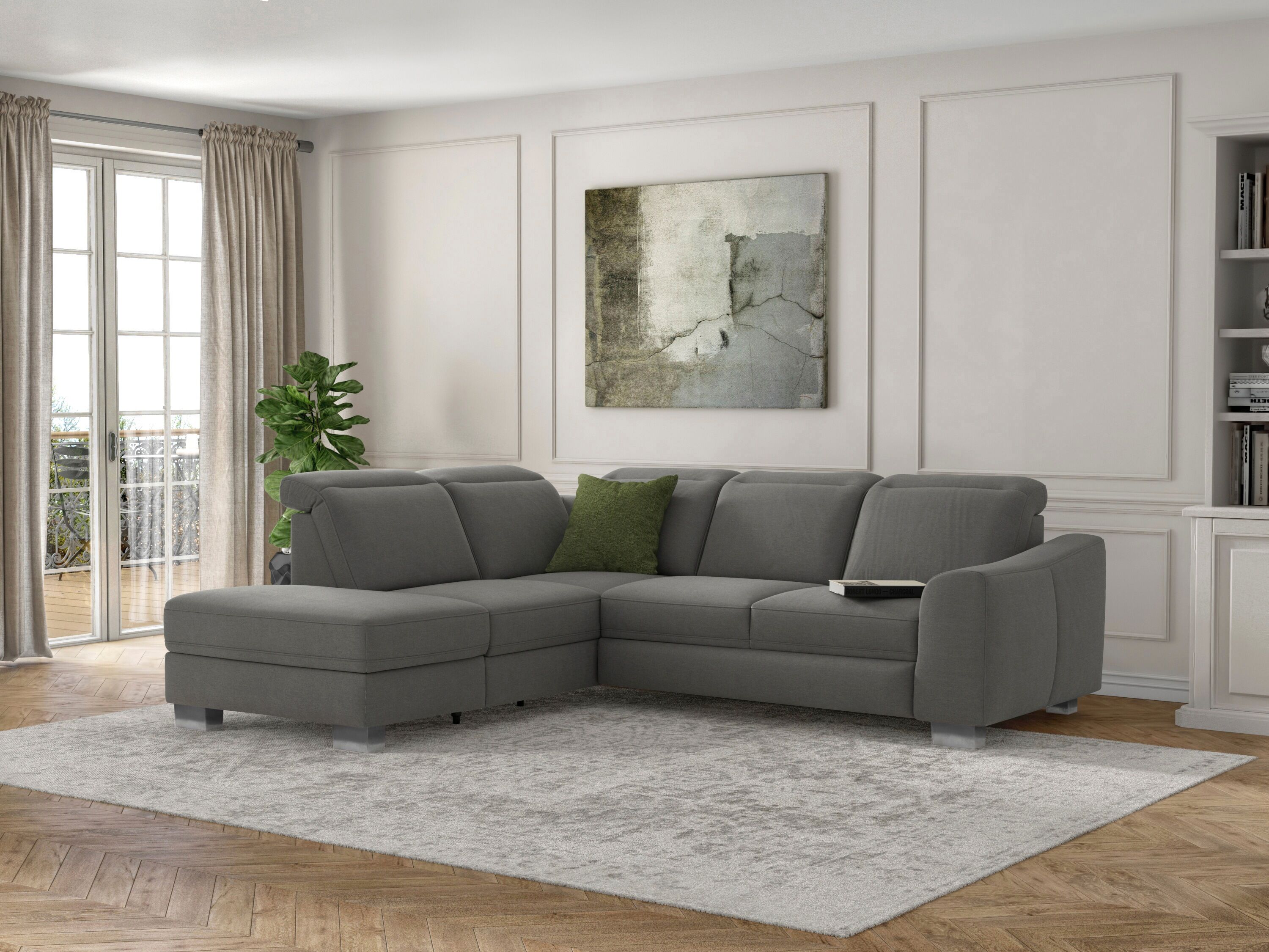 sit&more Ecksofa »Durness«, mit Federkern und hochwertigen Edelstahlfüssen,... grau