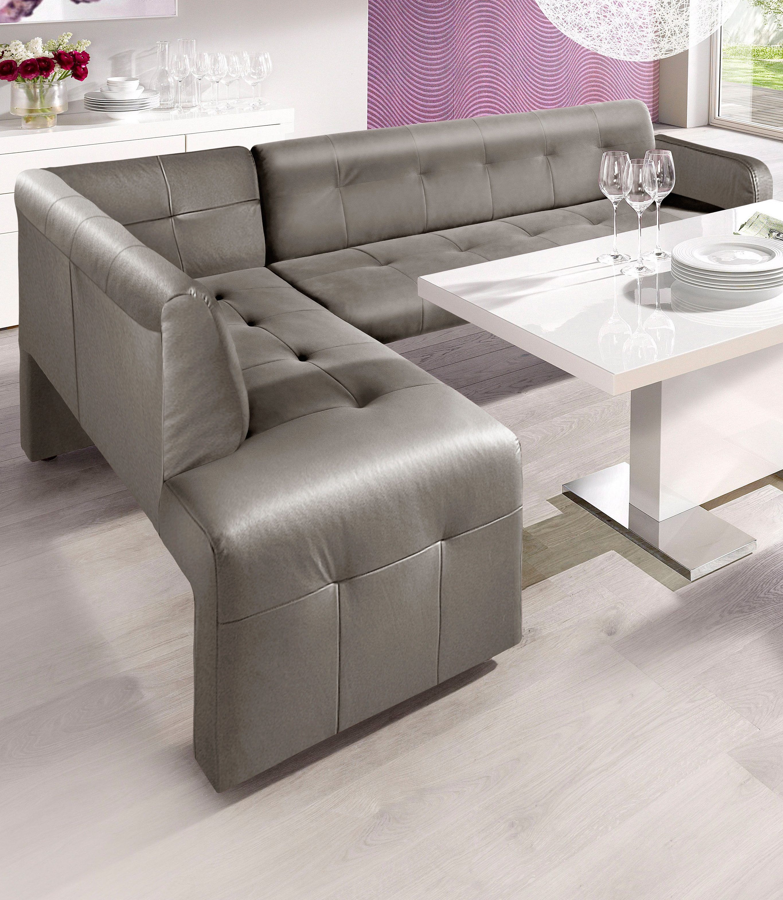 exxpo - sofa fashion Eckbank »Barista«, Frei im Raum stellbar grau  NaturLEDER®