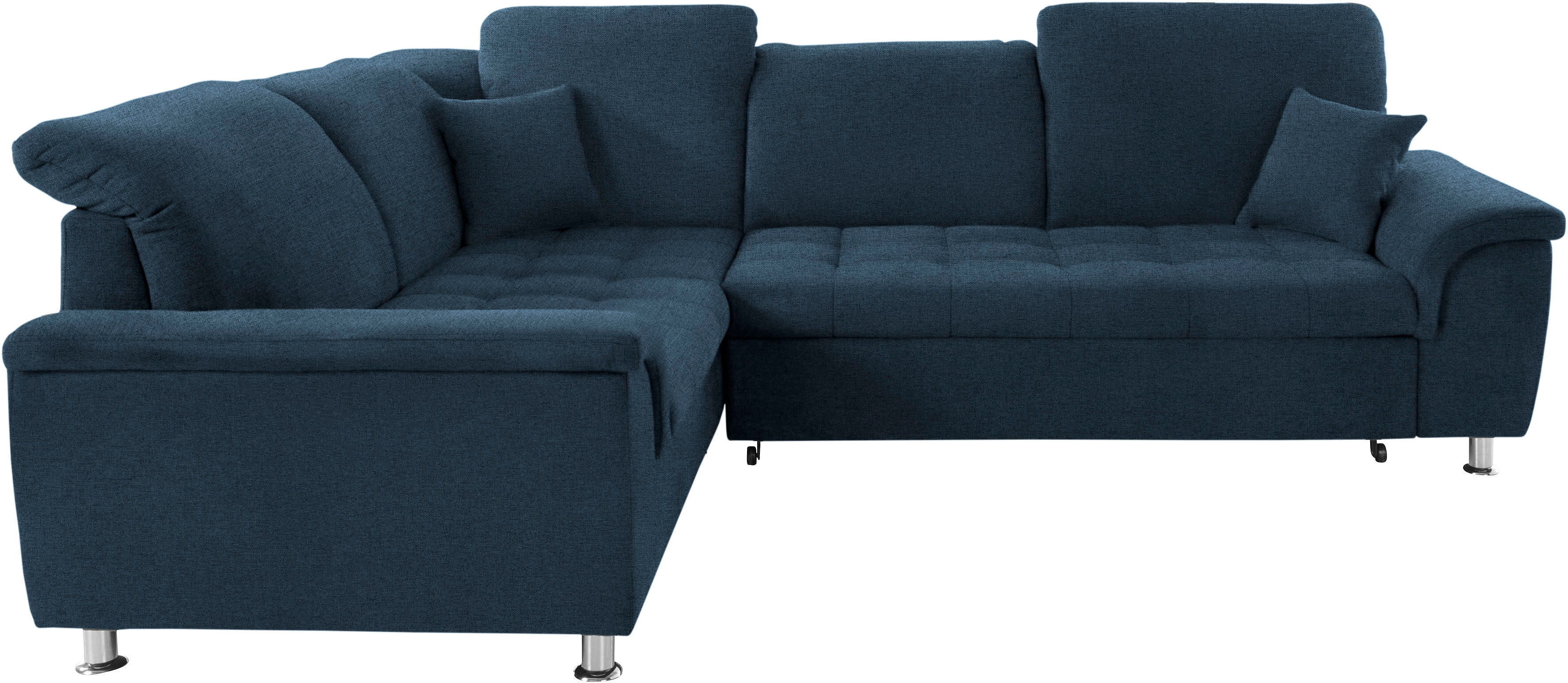 DOMO collection Ecksofa »Franzi«, wahlweise mit Kopfteilverstellung (dann... blau