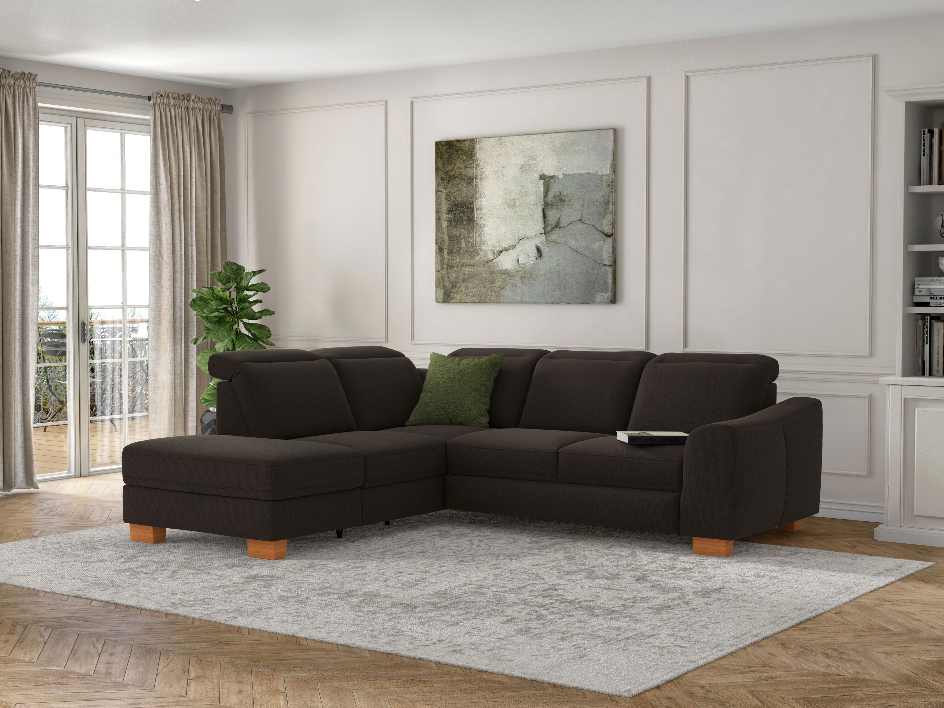 sit&more Ecksofa »Durness«, mit Federkern und hochwertigen Massivholzfüssen,... braun