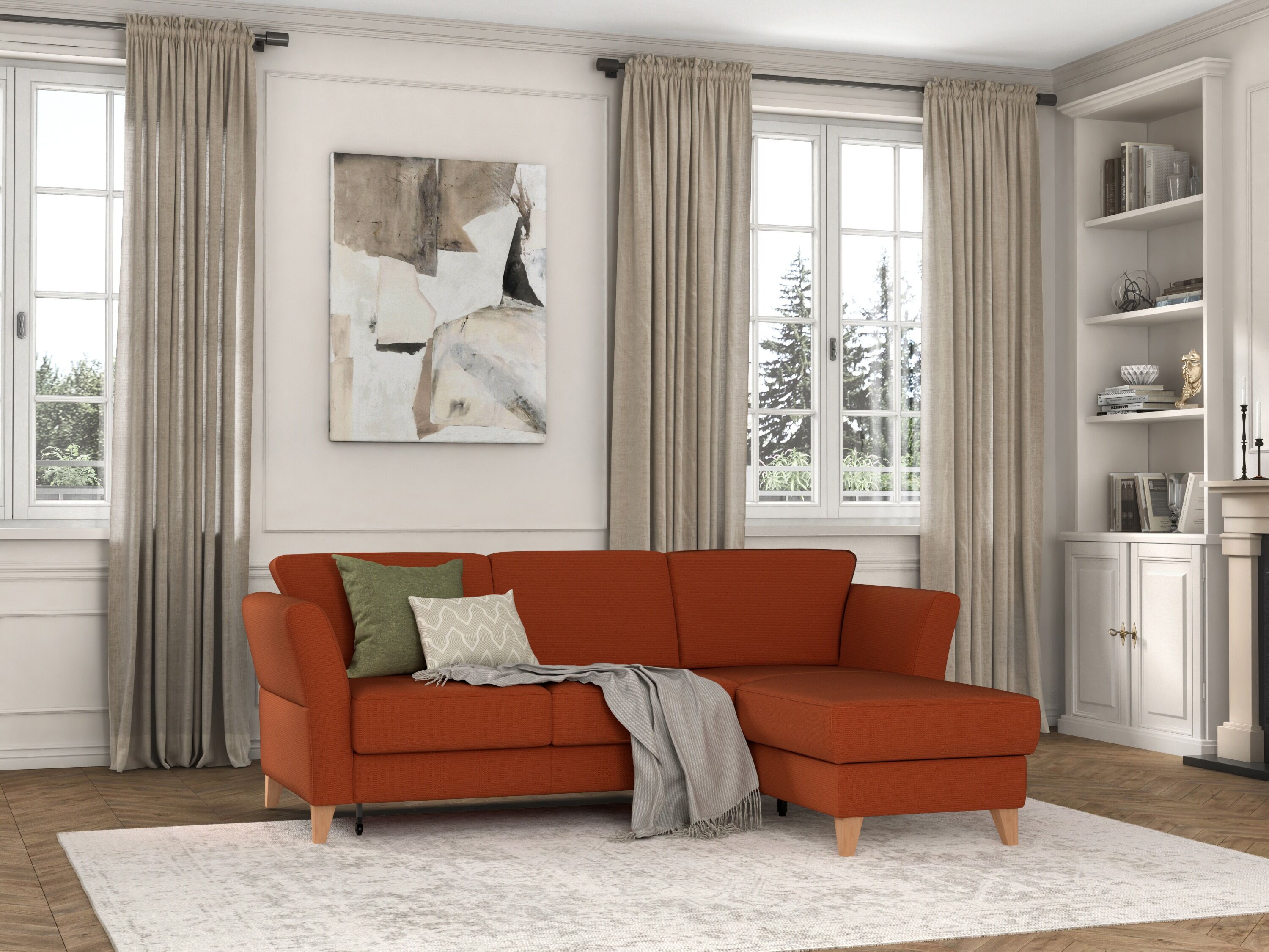 sit&more Ecksofa »Visby«, Wahlweise mit Bettfunktion und Bettkasten, frei im... orange