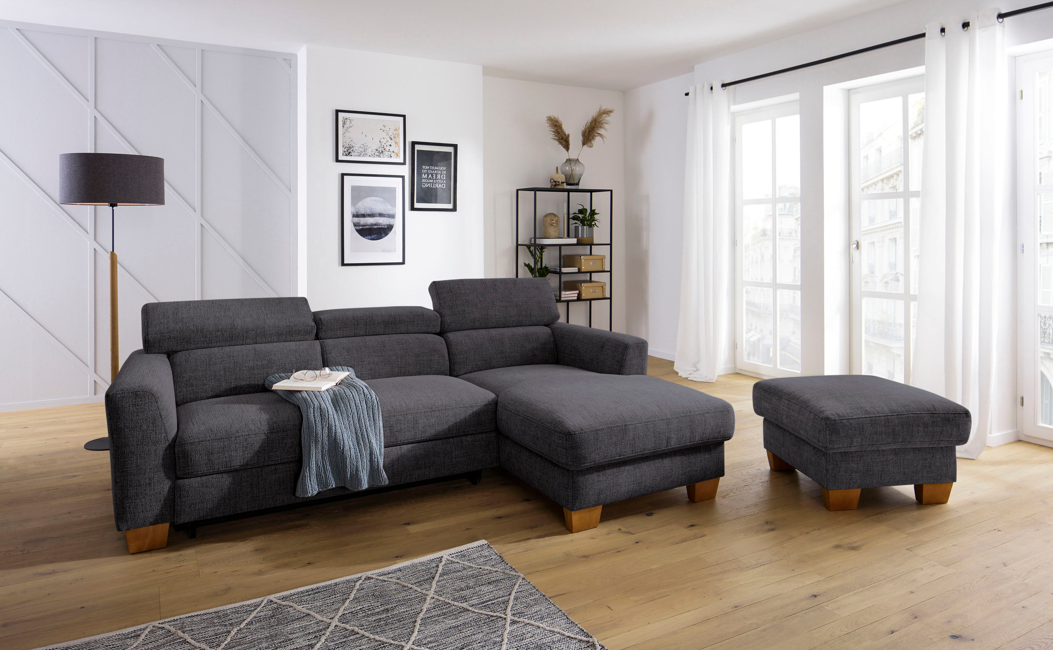 Home affaire Ecksofa »Steve Premium Luxus«, bis 140kg pro Sitz belastbar,... grau