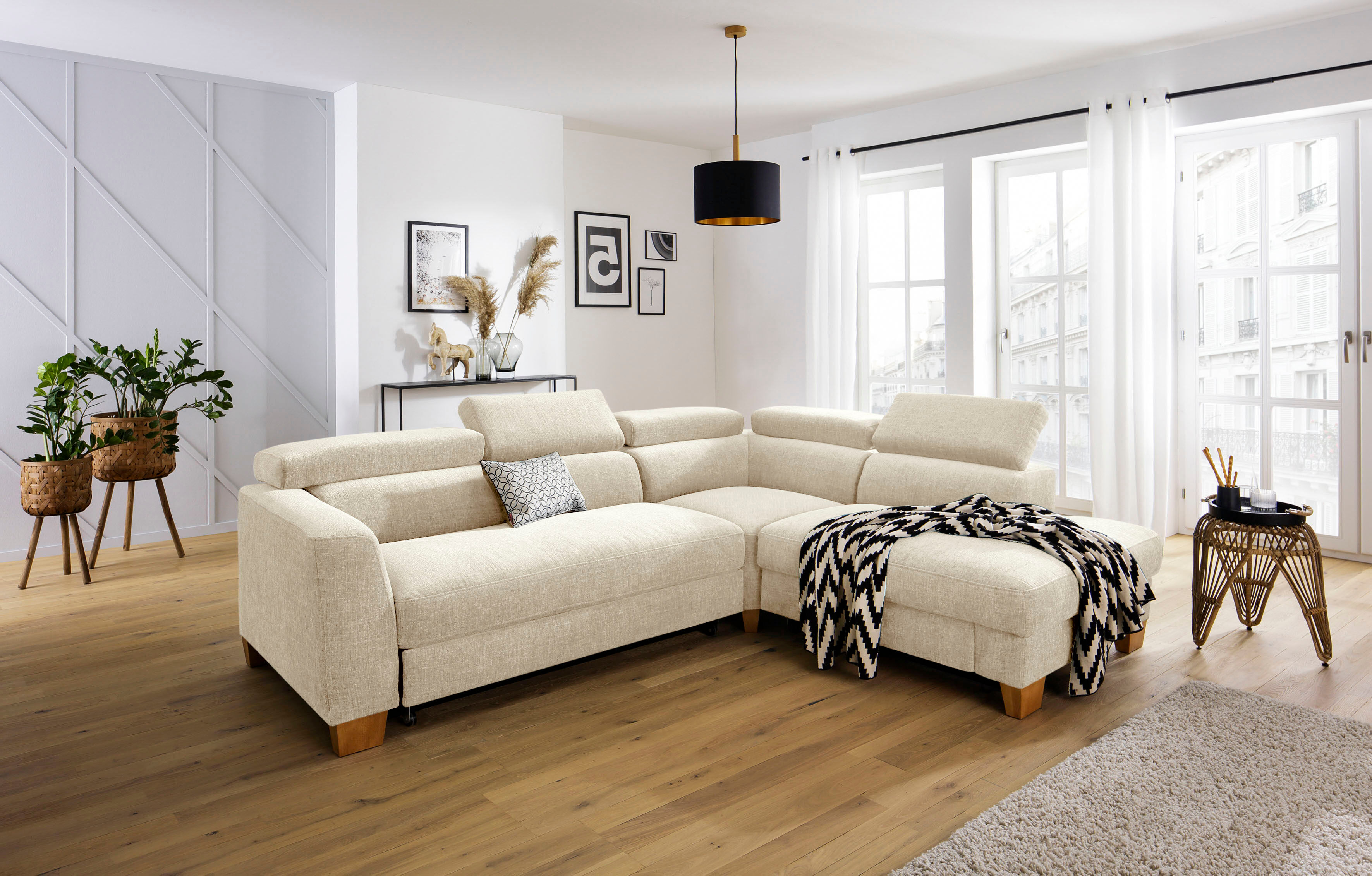 Home affaire Ecksofa »Steve Premium Luxus«, bis 140kg pro Sitz belastbar,... beige