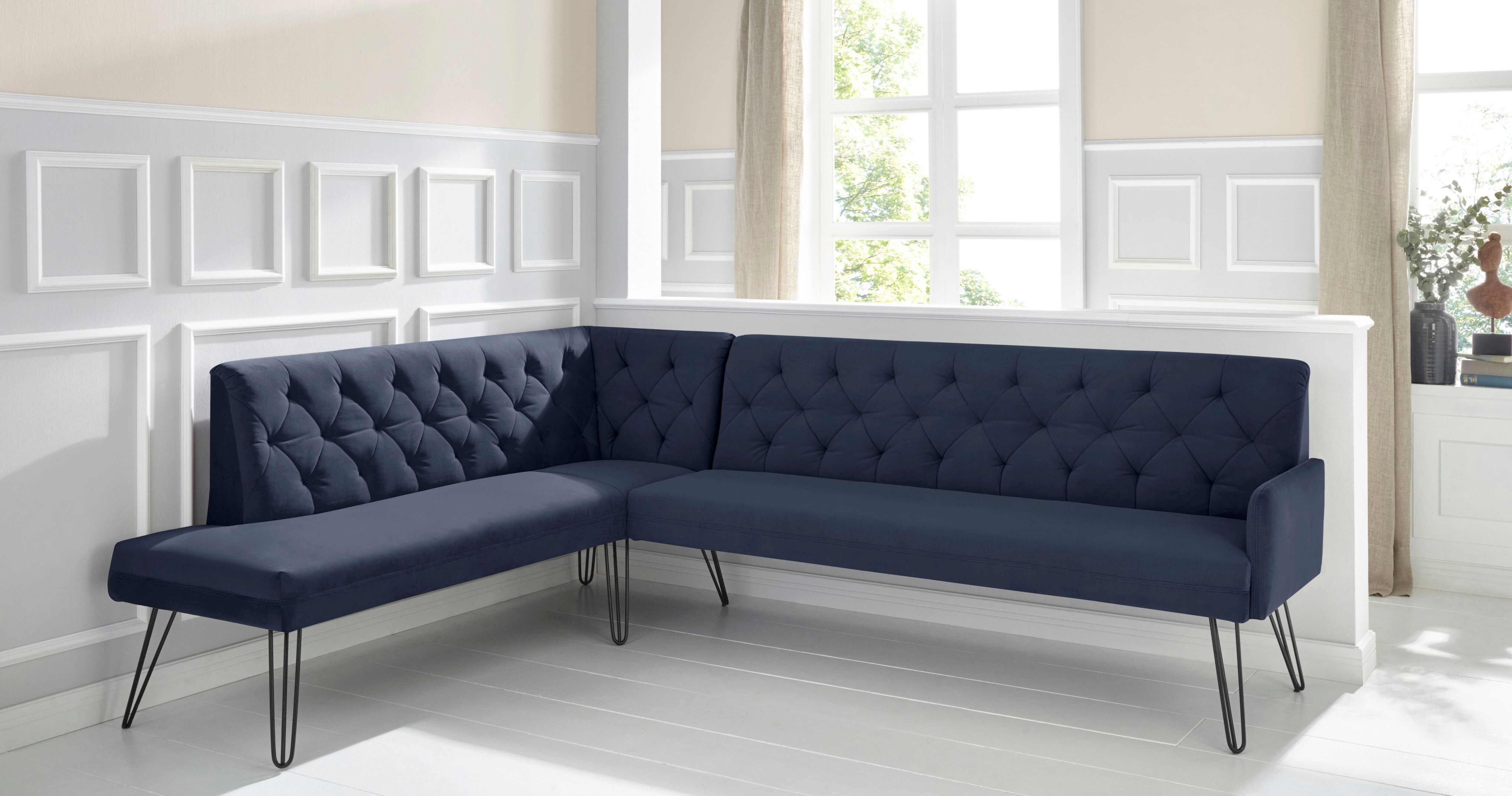 exxpo - sofa fashion Eckbank »Doppio«, Frei im Raum stellbar blau  Samtvelours