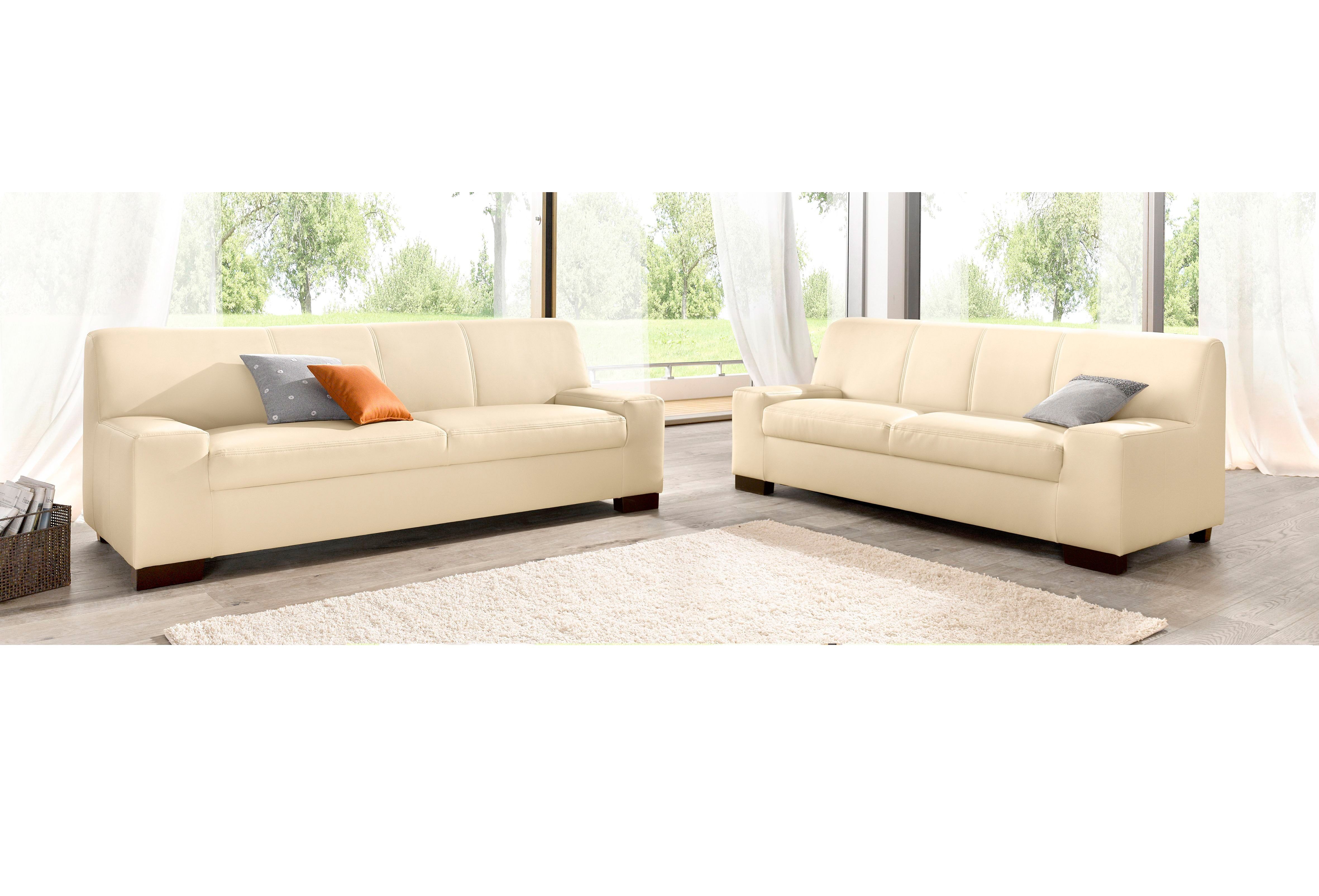 DOMO collection Polstergarnitur »Norma«, (Set, 2 tlg.), bestehend aus je... beige  Kunstleder SOFTLUX®