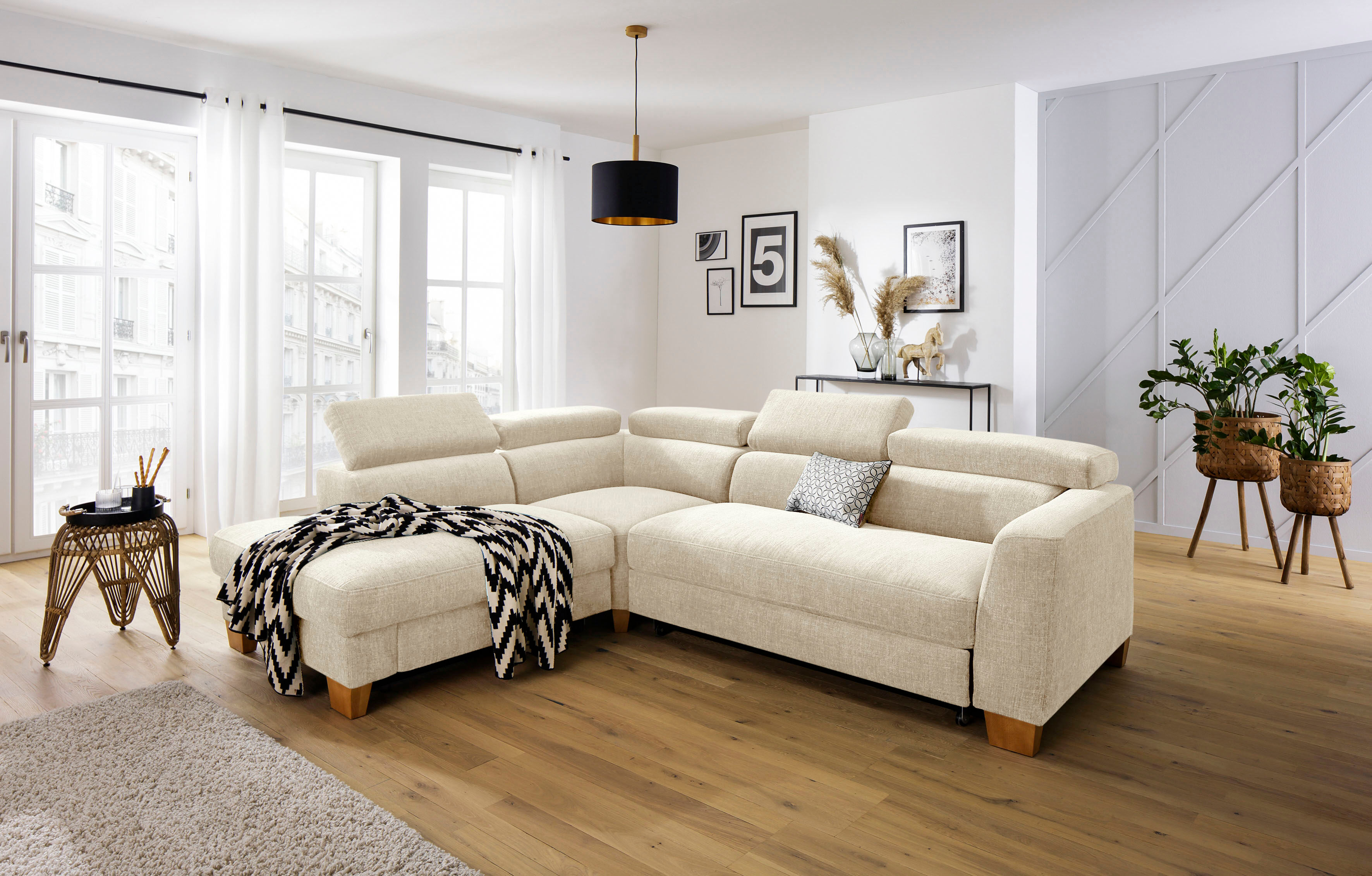 Home affaire Ecksofa »Steve Premium Luxus«, bis 140kg pro Sitz belastbar,... beige