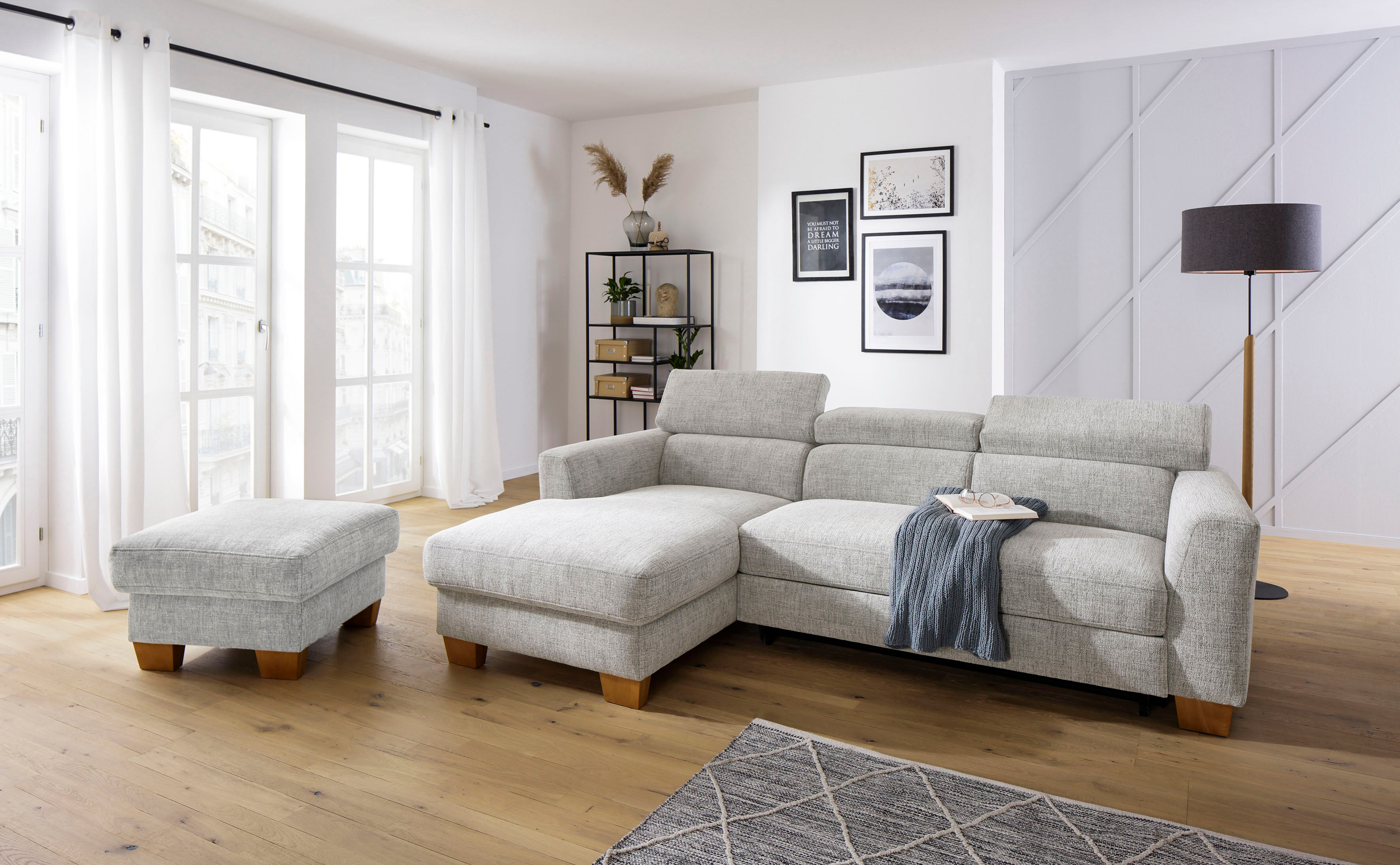 Home affaire Ecksofa »Steve Premium Luxus«, bis 140kg pro Sitz belastbar,... grau