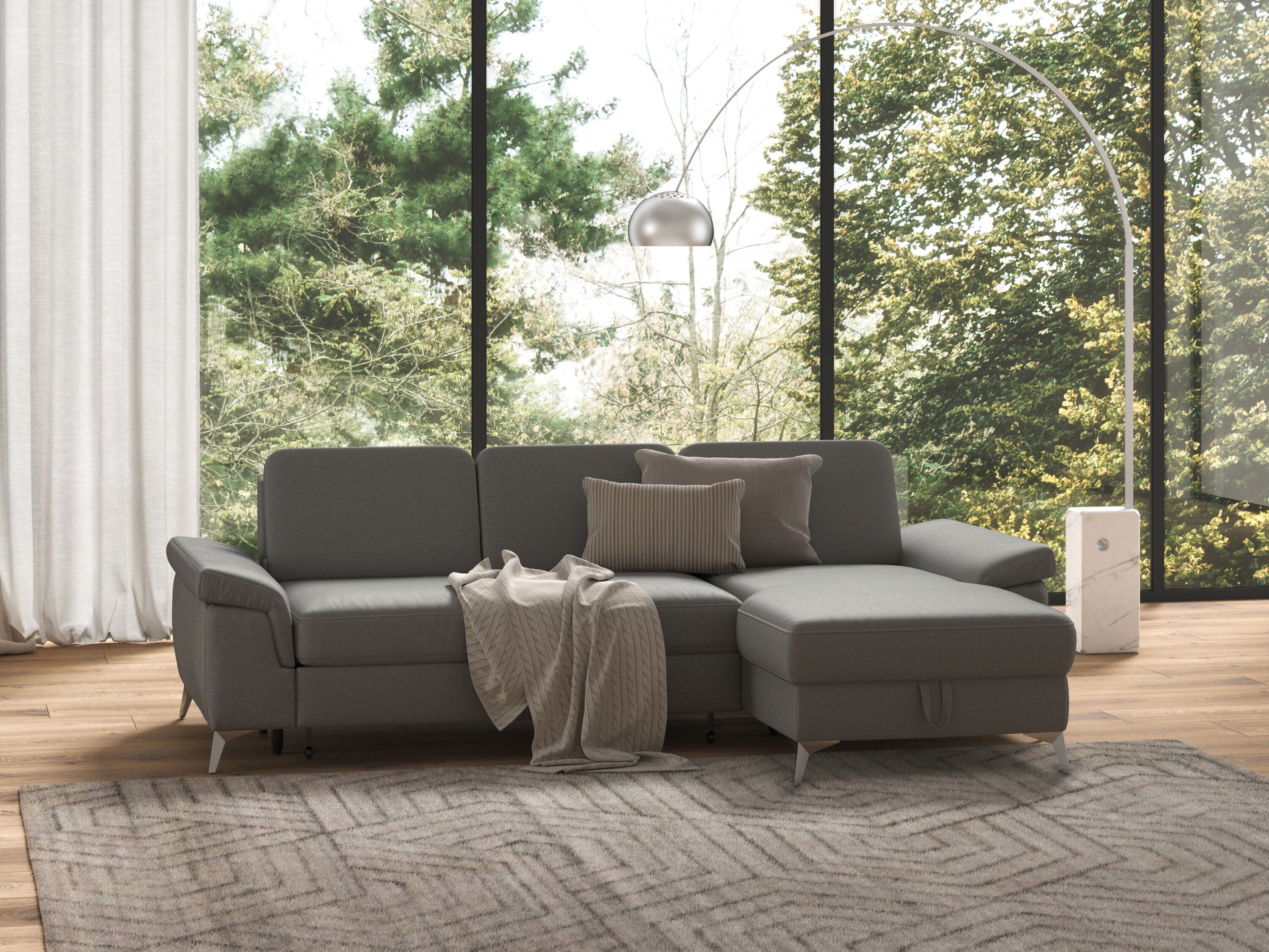 sit&more Ecksofa »Padua«, inklusive Sitztiefenverstellung, Armteilfunktion... grau