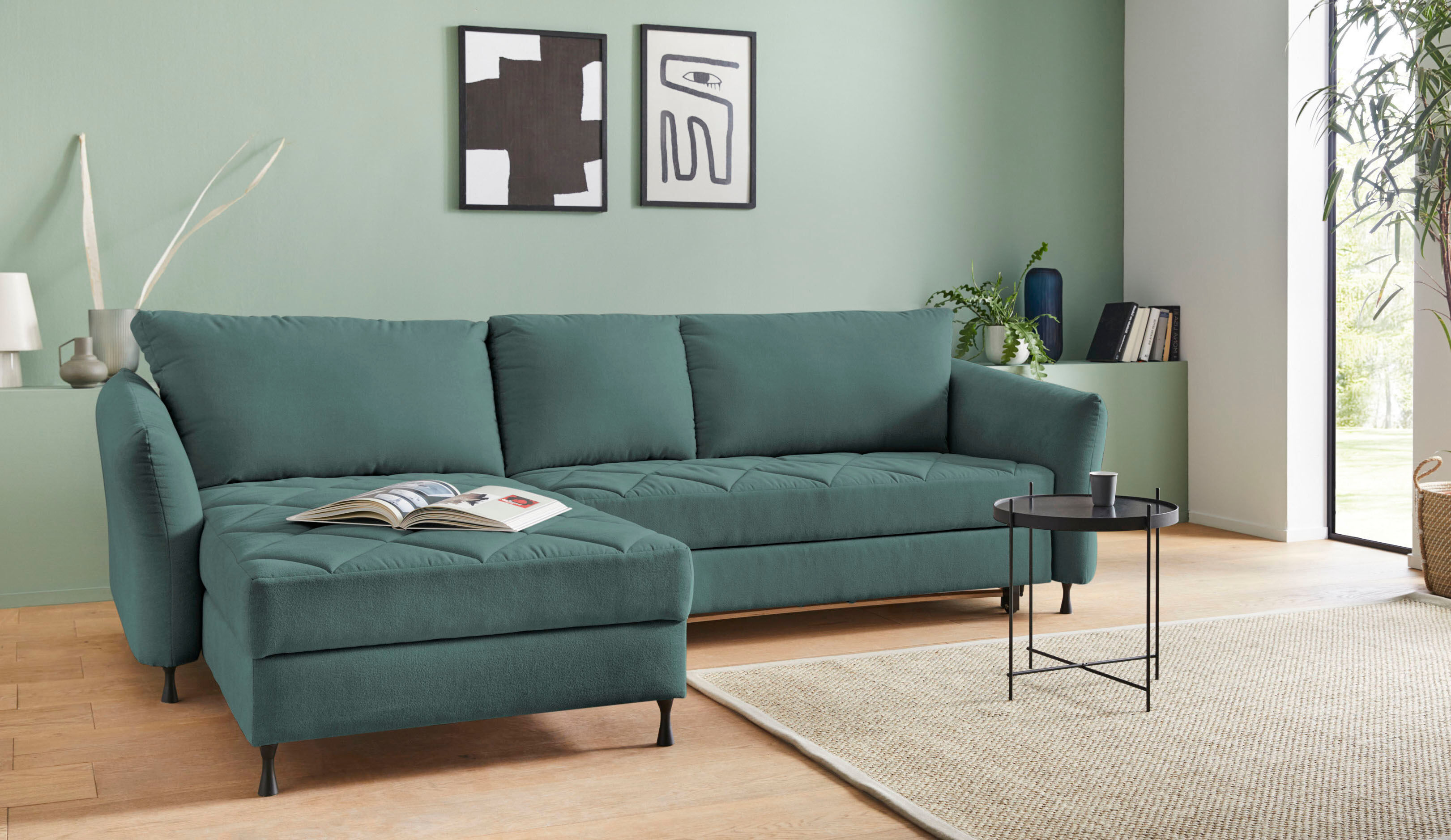 exxpo - sofa fashion Ecksofa, Steppung im Sitzbereich, Wahlweise mit... blau
