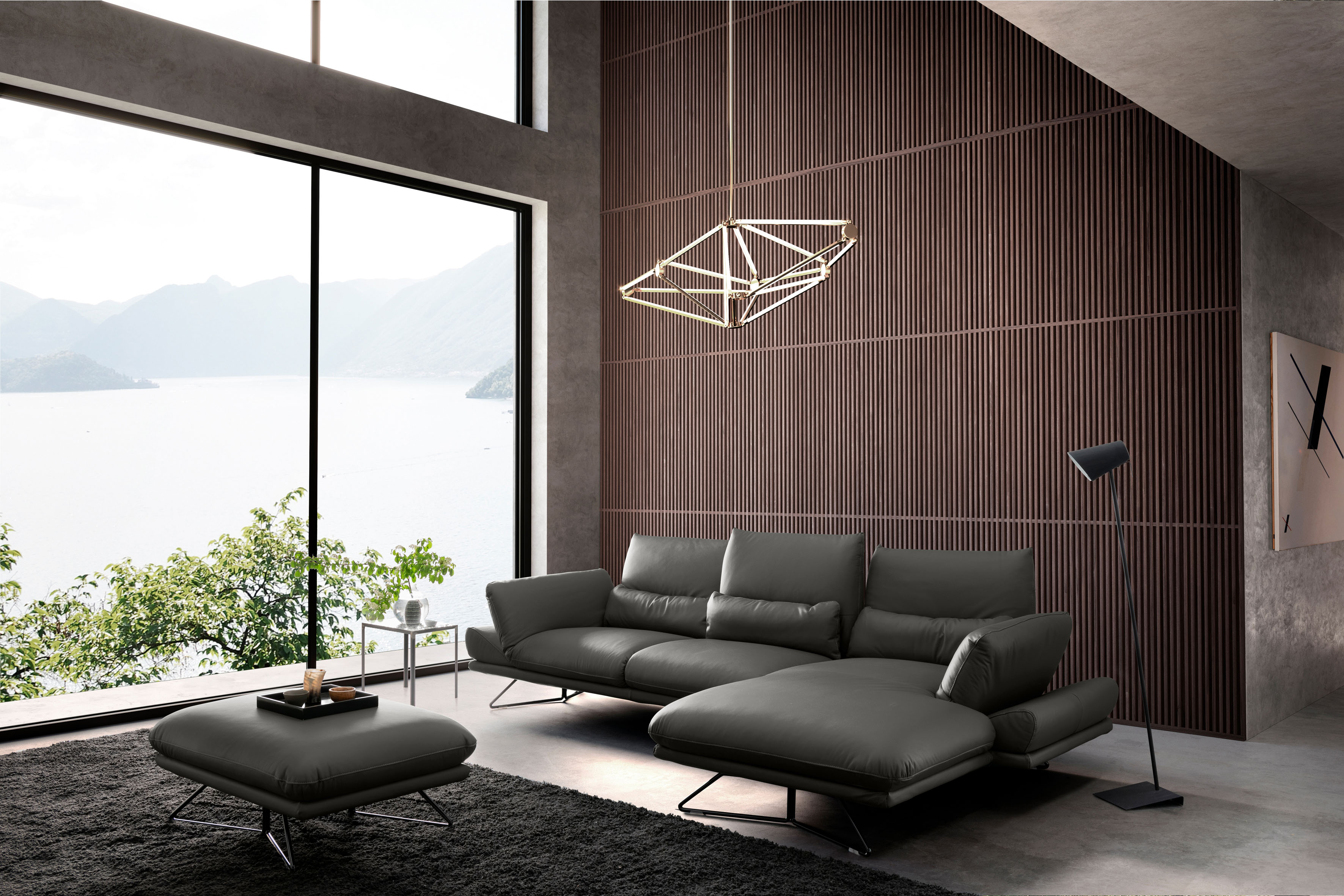 designwerk Ecksofa »Constellation«, in schwebender Optik, Récamiere links... grau