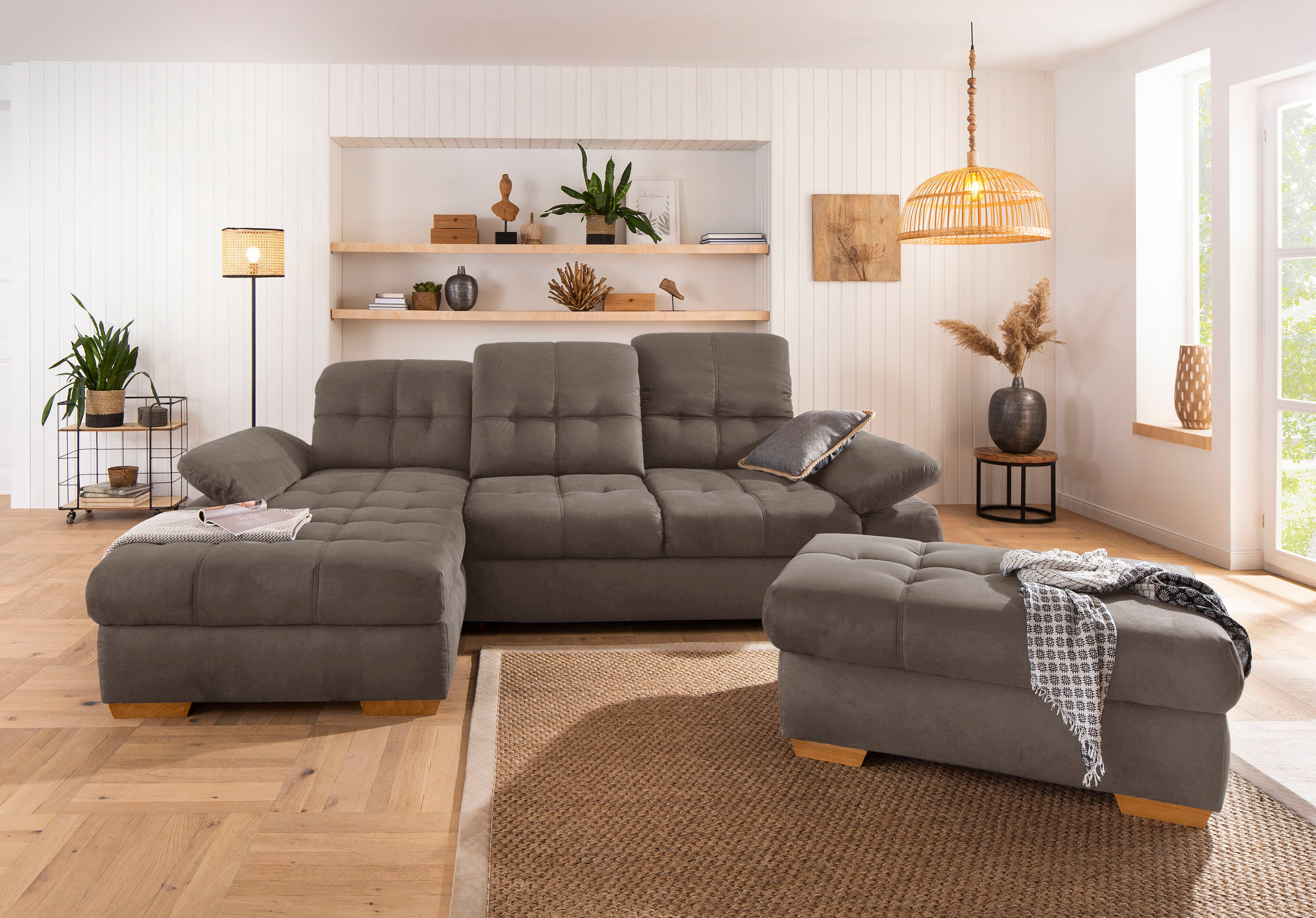 Home affaire Ecksofa »Lotus Home Luxus«, bis zu 140kg pro Sitzplatz... grau