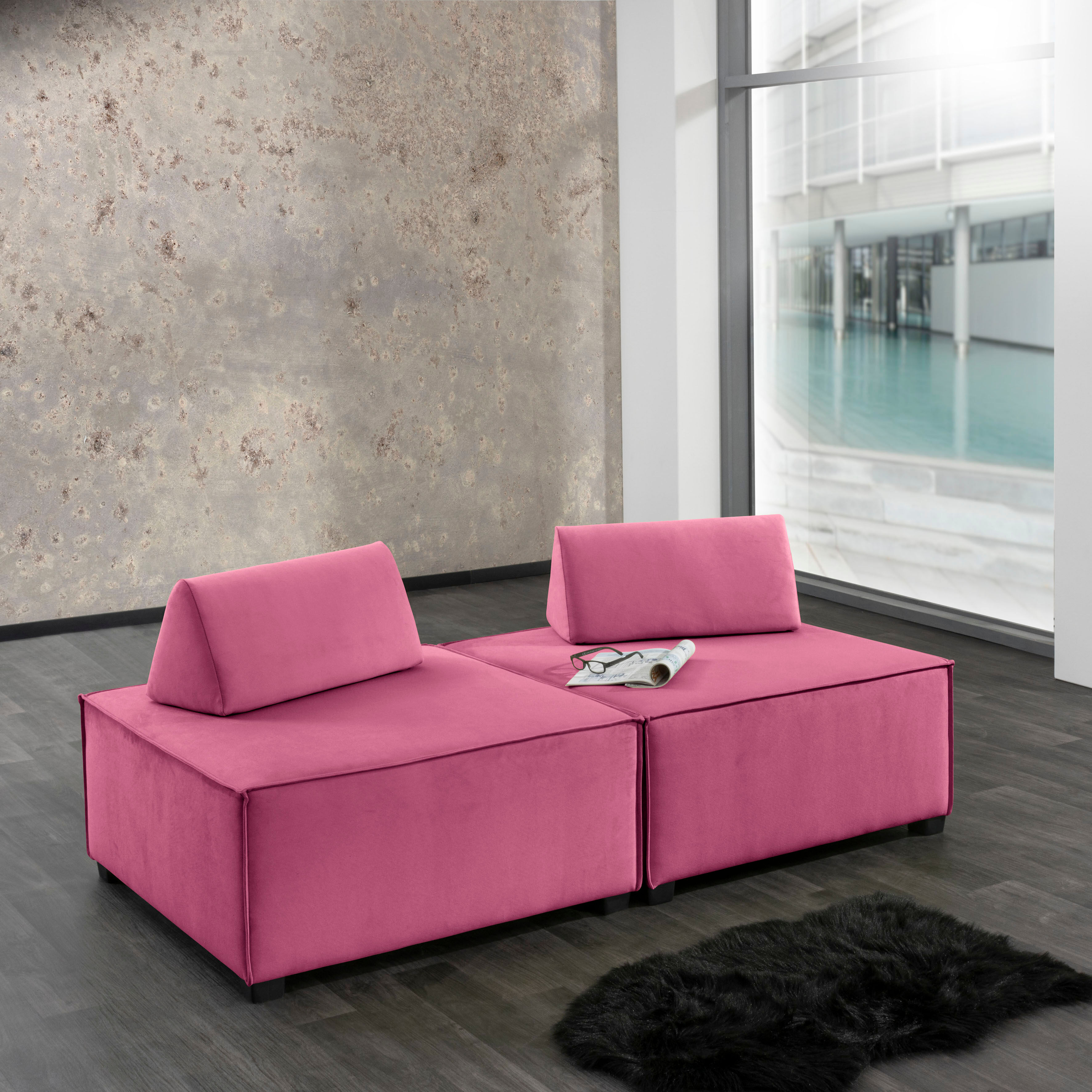 Max Winzer® Wohnlandschaft »MOVE«, (Set), Sofa-Set 10 aus 2 Hockern,... soft pink