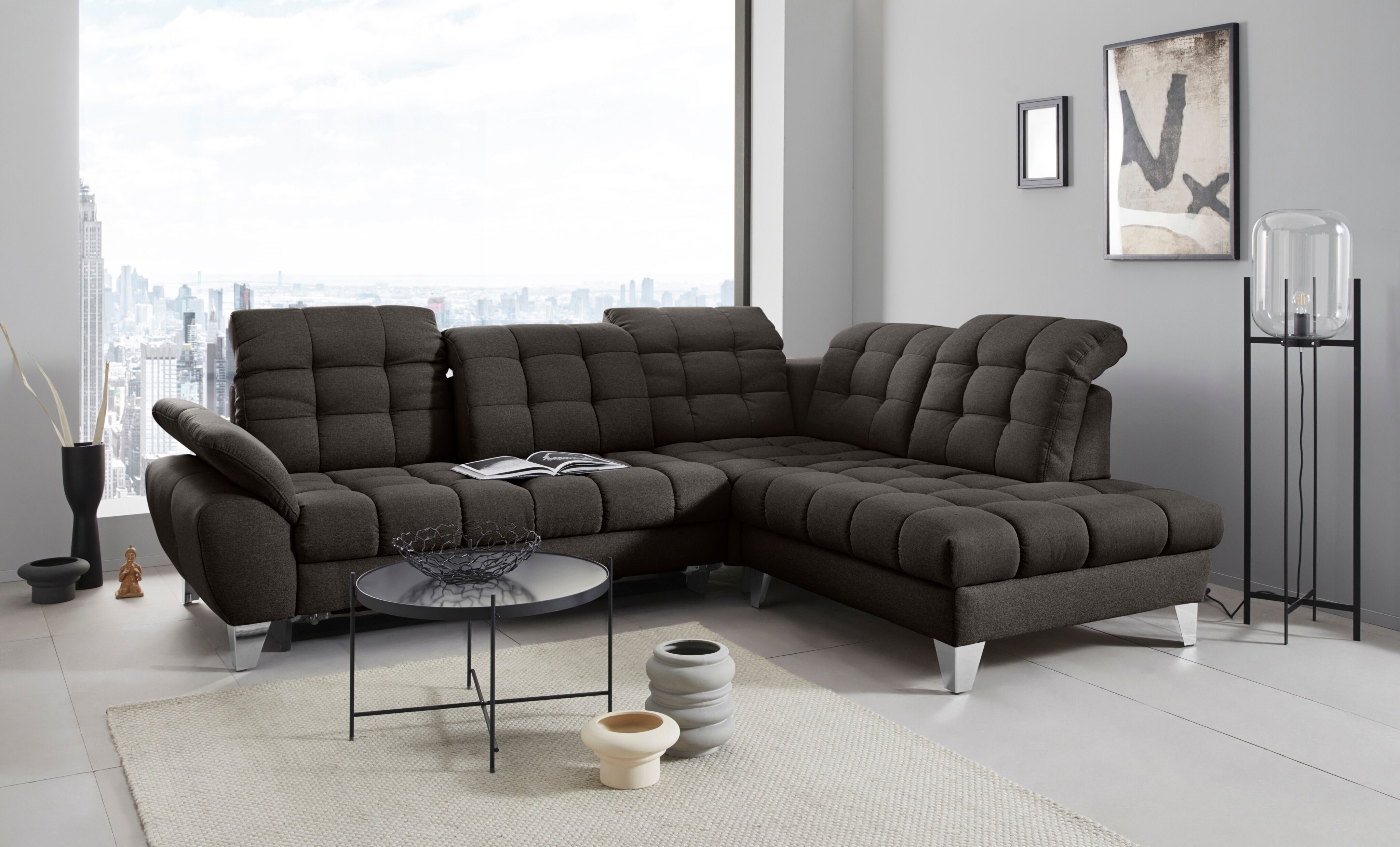 Places of Style Ecksofa »Bardi Luxus«, belastbar bis zu 140 kg, incl.... braun