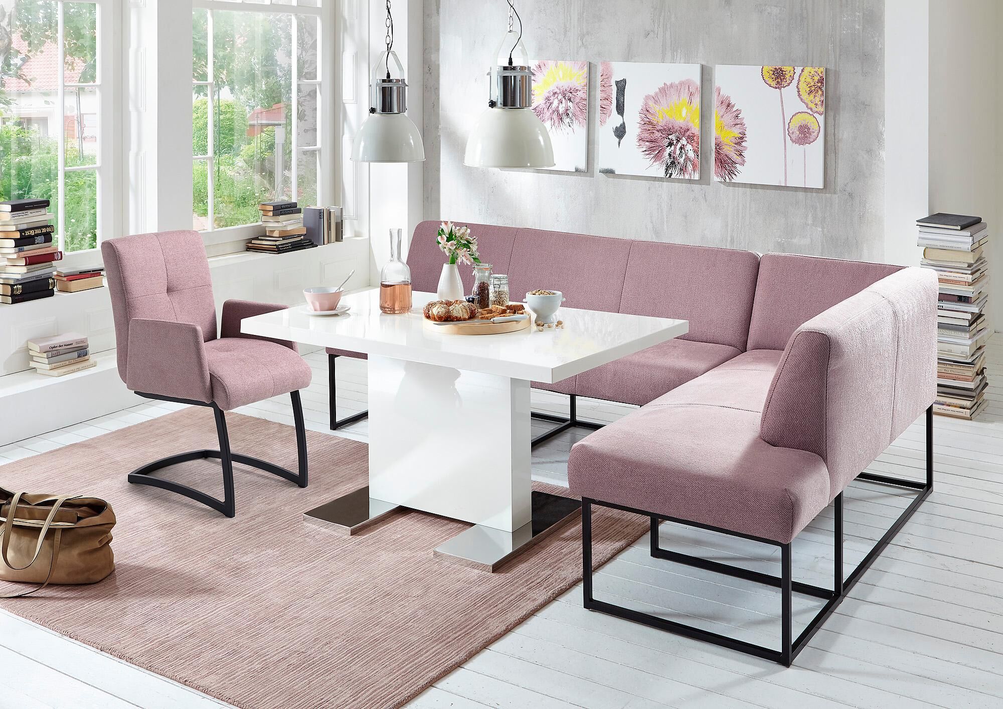 exxpo - sofa fashion Eckbank »Affogato«, Frei im Raum stellbar lila  Struktur