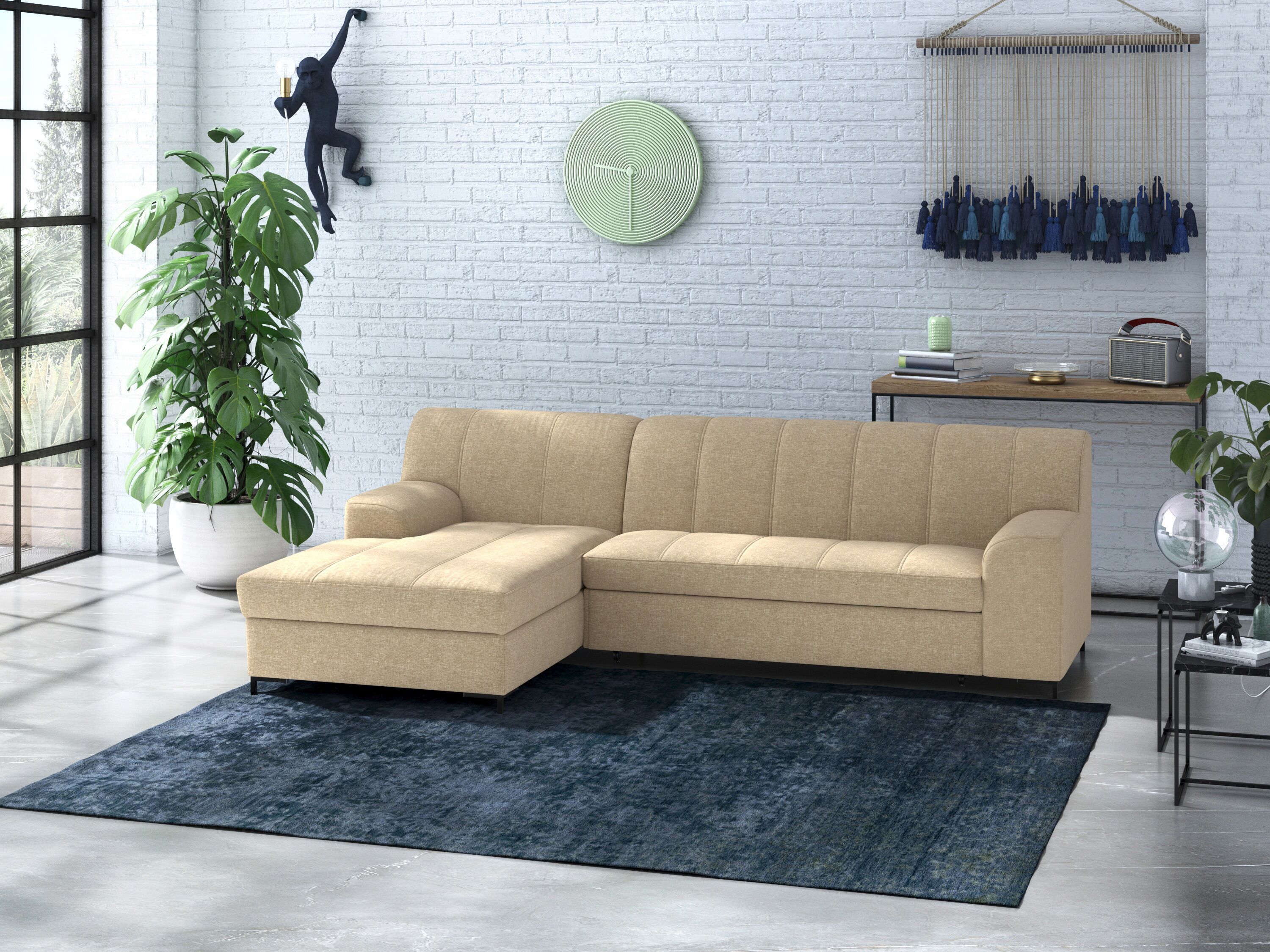 INOSIGN Ecksofa »Balme«, Inkl. Zierkissen, wahlweise mit Bettfunktion beige