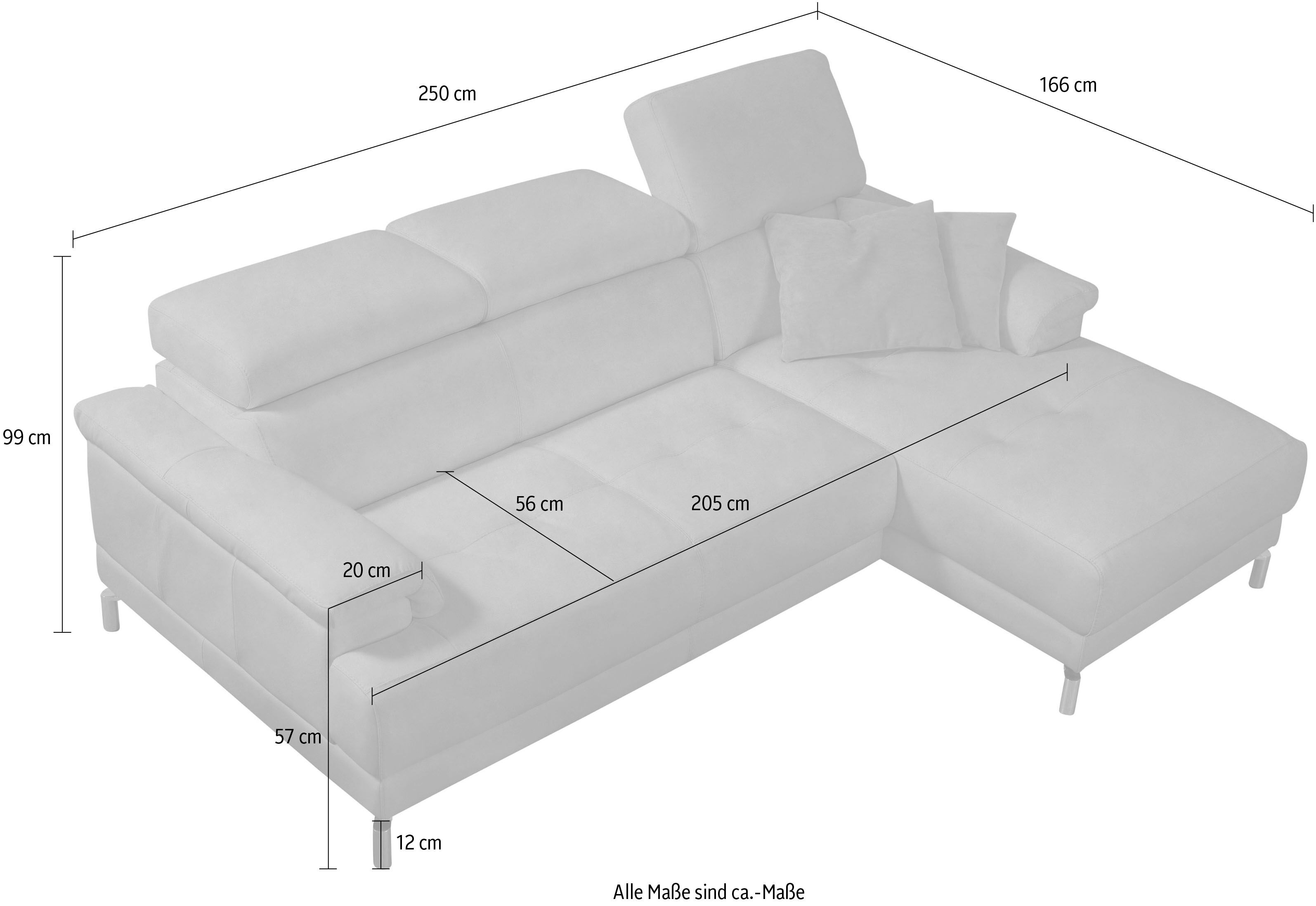 Egoitaliano Ecksofa »Soul«, mit Recamiere, inkl. Kopfteilverstellung blau