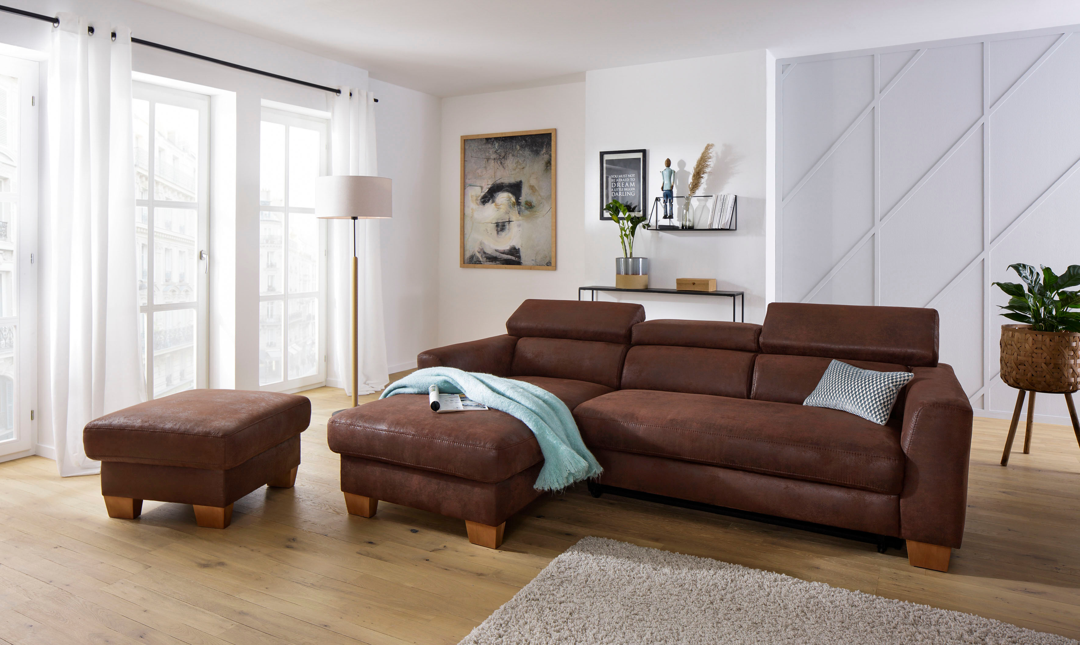 Home affaire Ecksofa »Steve Premium Luxus«, bis 140kg pro Sitz belastbar,... braun