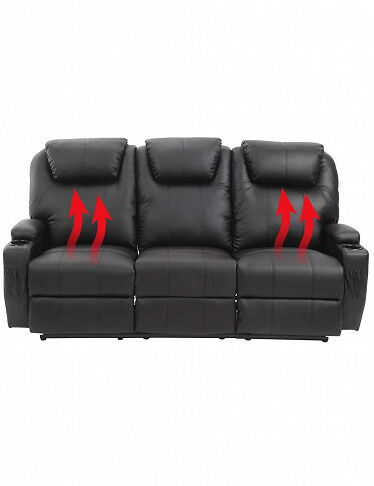 VEDIA Elektrisches 3er-Sofa mit Wärme- und Massagefunktion