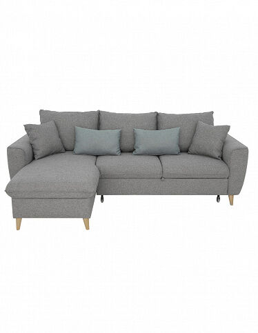 VEDIA Schlaf-Ecksofa «Ludo» mit Bettkasten, B 249 x H 90 x T 150, grau