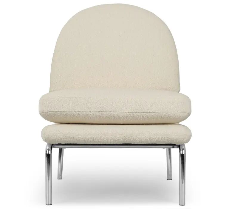 NV GALLERY Design Sessel HOXTON  Weißer Bouclé Stoff / Silber