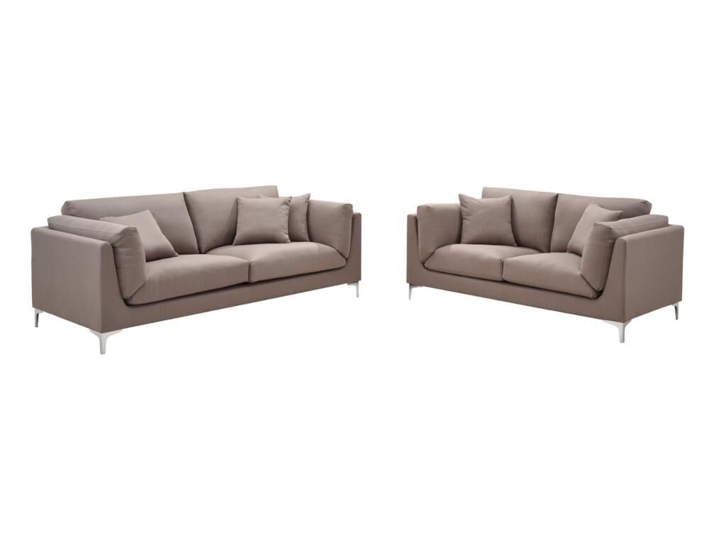 Vente-unique.ch Couchgarnitur Stoff 3+2 FLAKE - Taupe