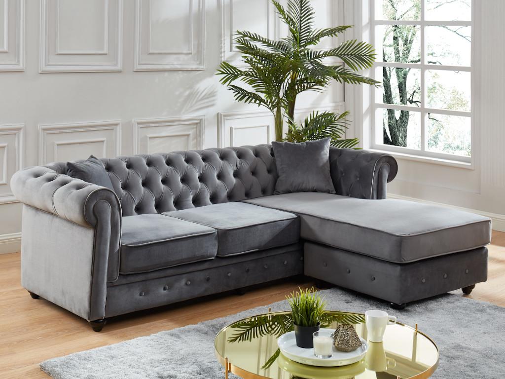 Vente-unique.ch Chesterfield Ecksofa Samt TOLEDO