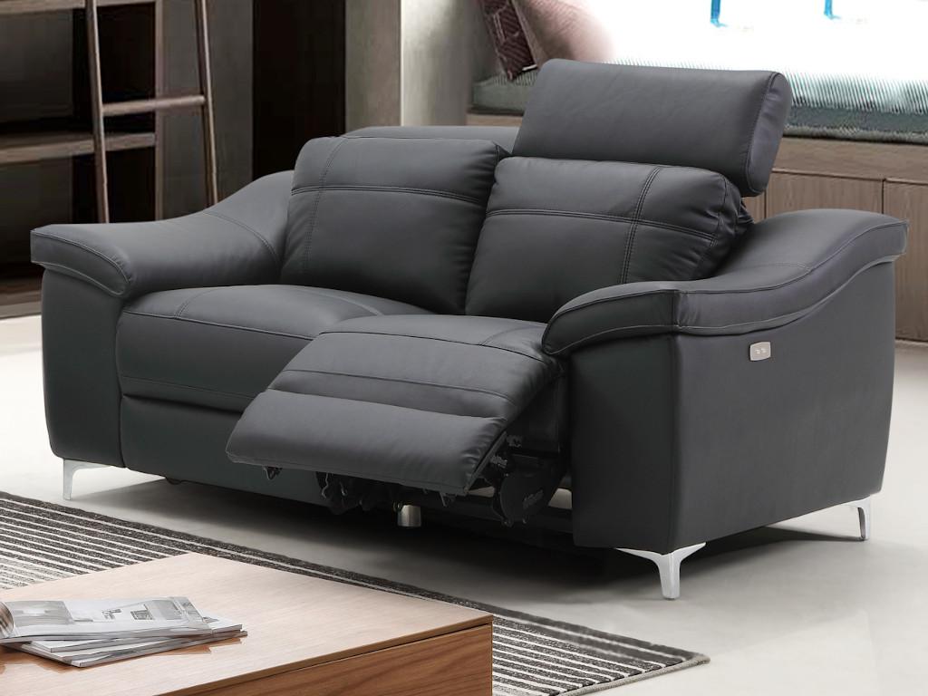 Vente-unique.ch Relaxsofa elektrisch 2-Sitzer CAROLE - Leder - Schwarz