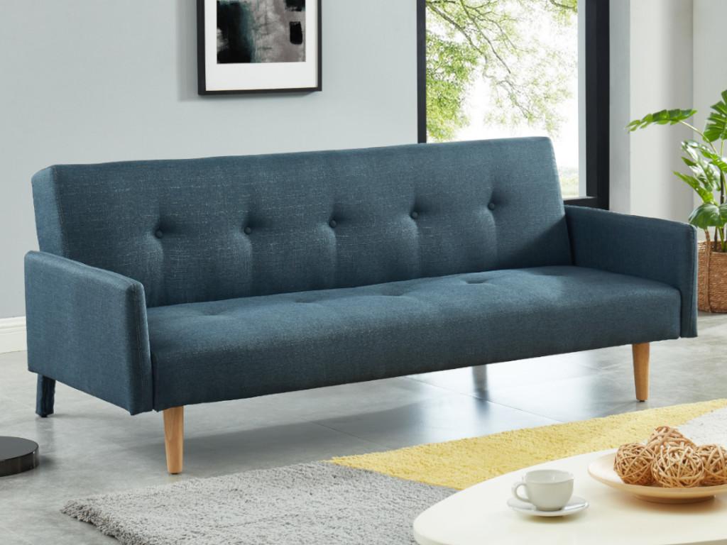 Vente-unique.ch Schlafsofa 3-Sitzer MAURICE - Stoff - Blau