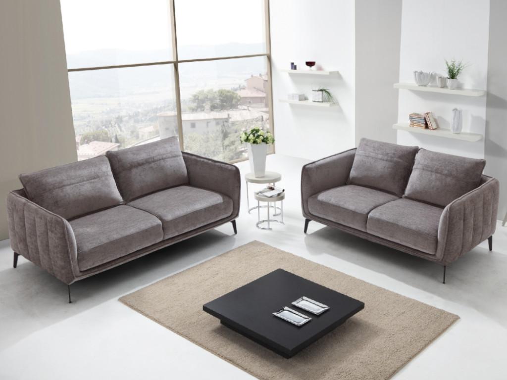 Vente-unique.ch 3-Sitzer-Sofa FERAVA - Stoff meliert - Grau