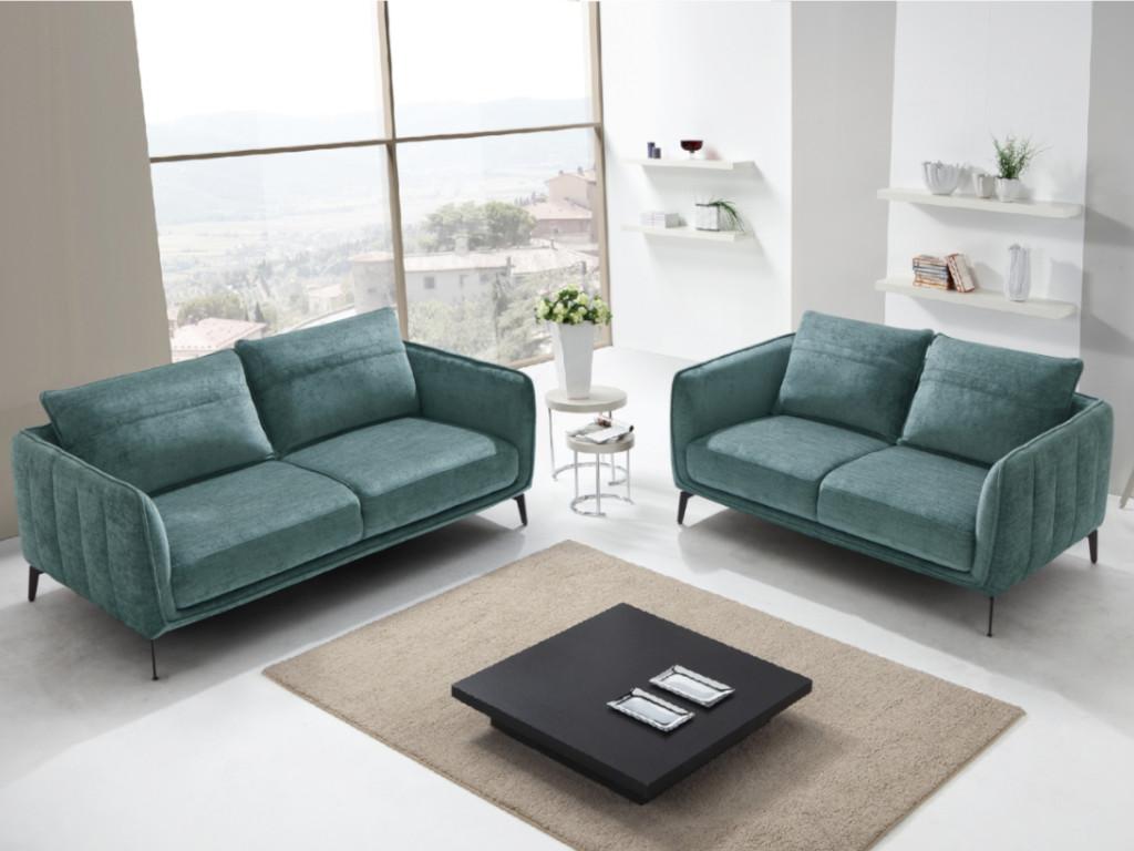 Vente-unique.ch 2-Sitzer-Sofa FERAVA - Stoff meliert - Grünblau