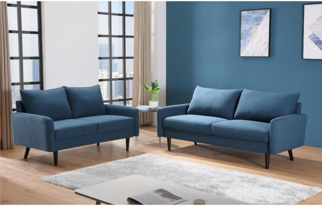 Vente-unique.ch 2-Sitzer-Sofa HALIA - Stoff - Blau