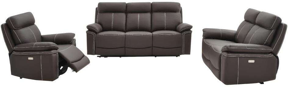 Vente-unique.ch Relaxsofa elektrisch Garnitur 3+2+1 ISIRIS - Leder - Braun