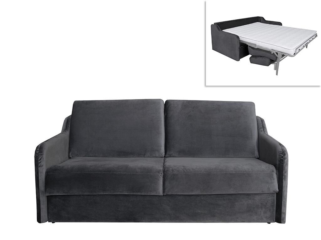 Vente-unique.ch Schlafsofa mit Matratze 3-Sitzer COTIO - Samt - Anthrazit